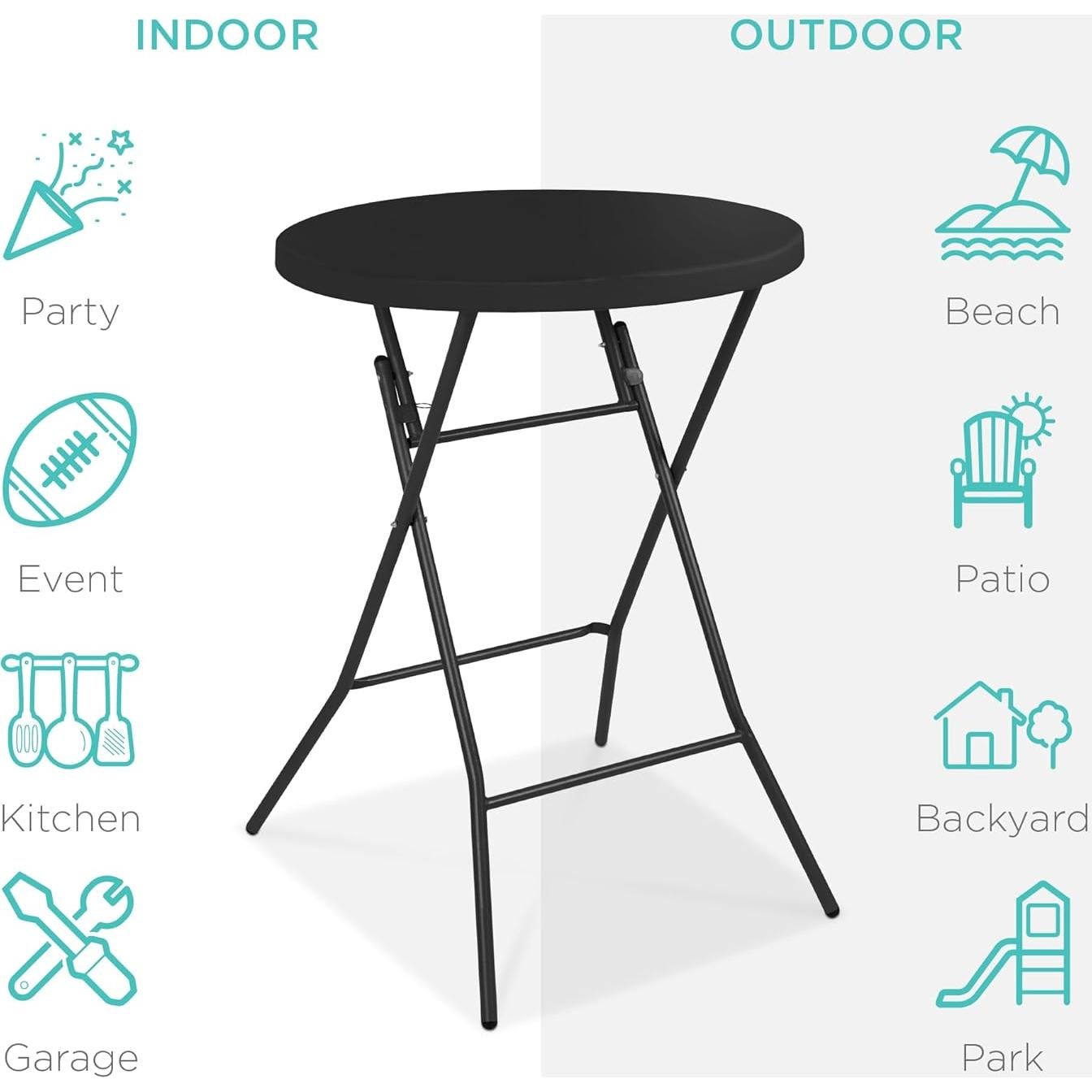Mesa Plegable Redonda 76 cm Mejor Opción Negra 330 lbs