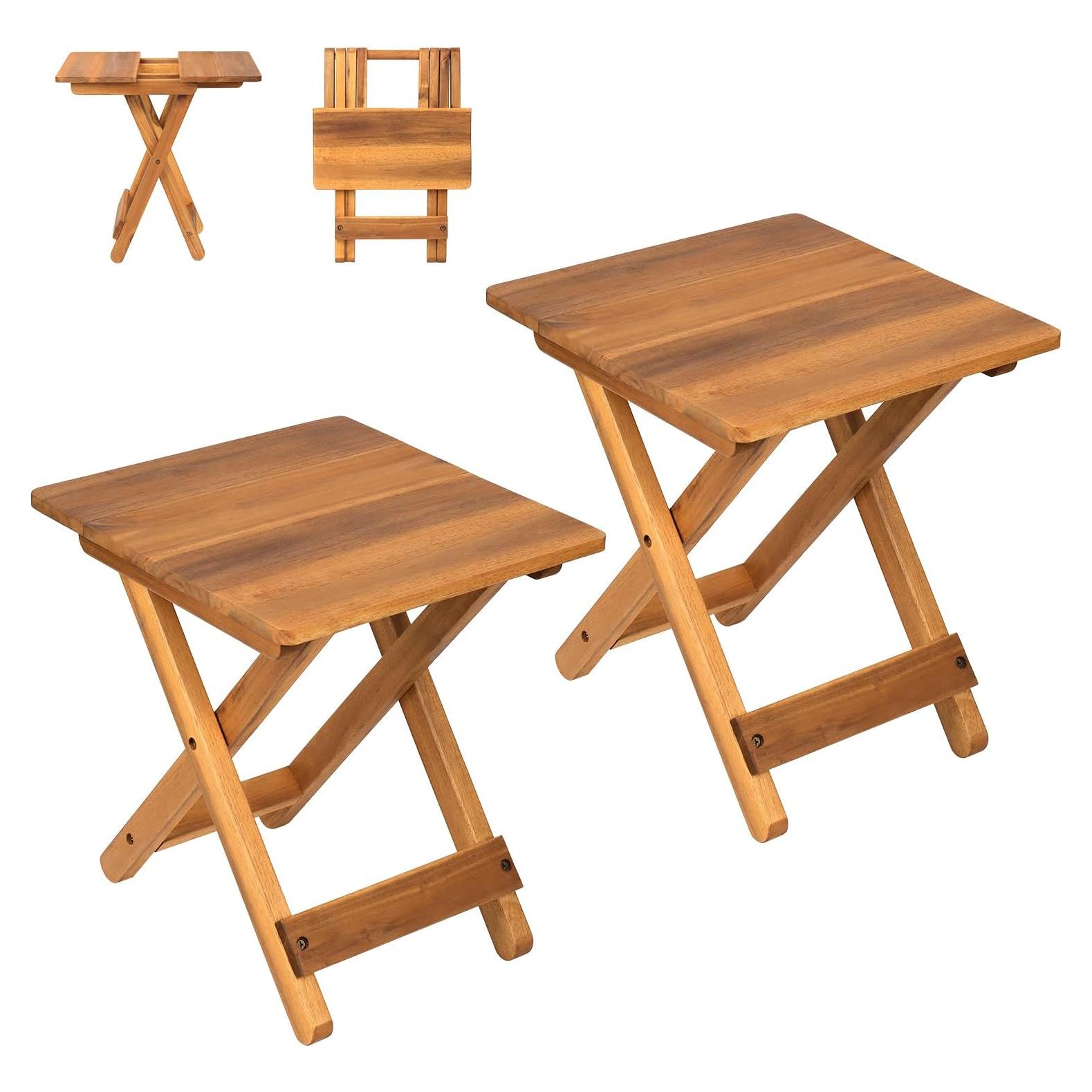 Mesa Lateral Plegable DAXULY 32.5x32.5 cm Madera Natural