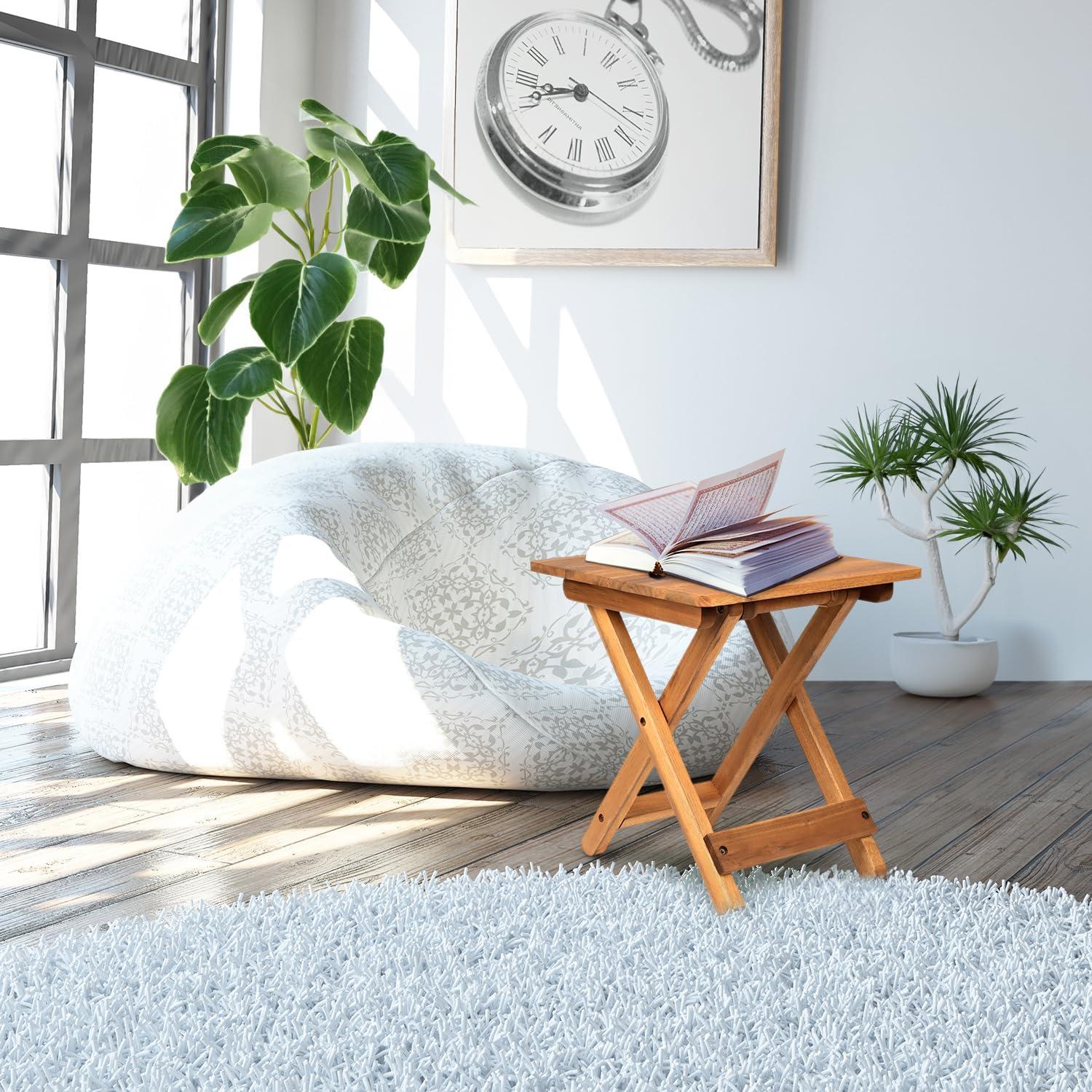 Mesa Lateral Plegable DAXULY 32.5x32.5 cm Madera Natural