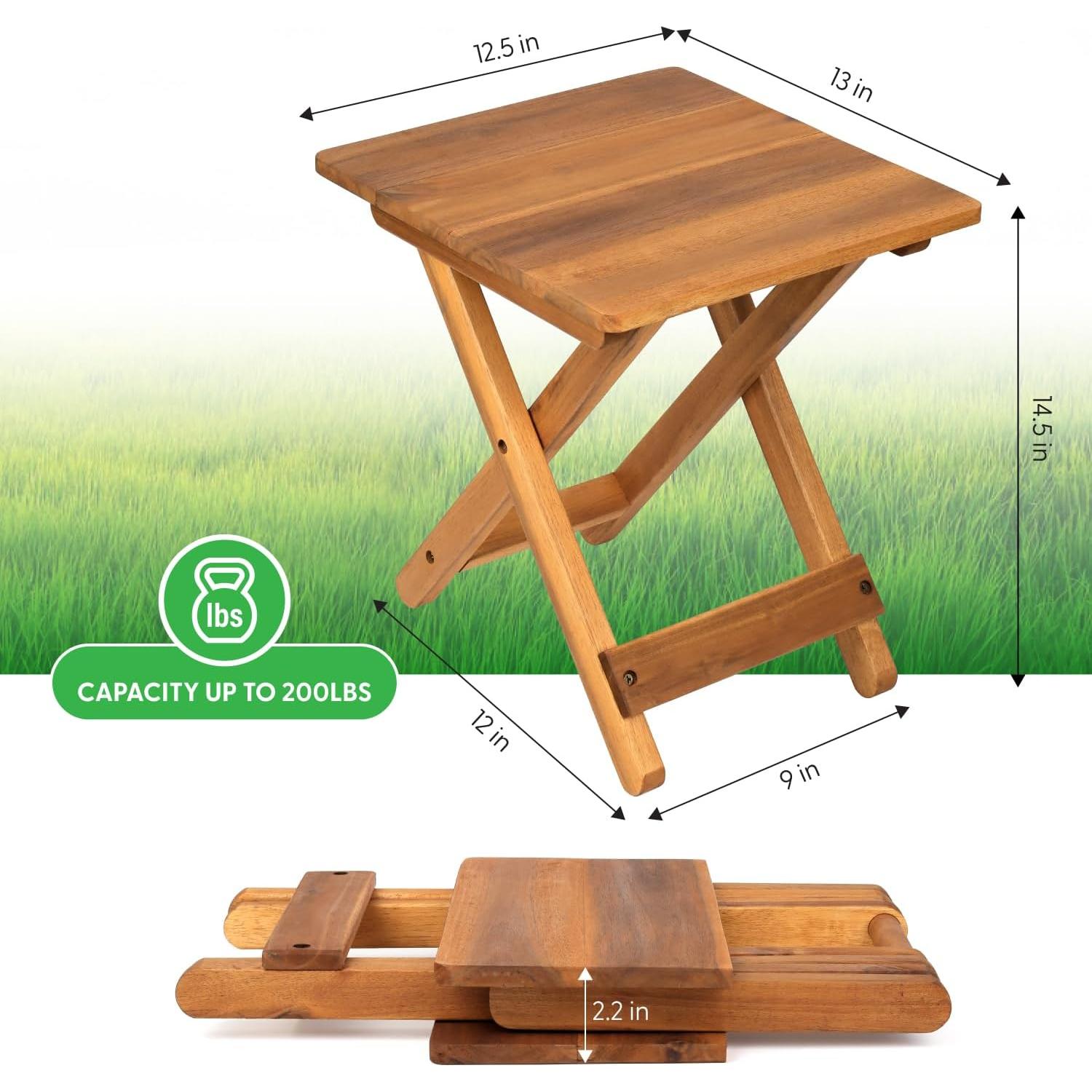 Mesa Lateral Plegable DAXULY 32.5x32.5 cm Madera Natural