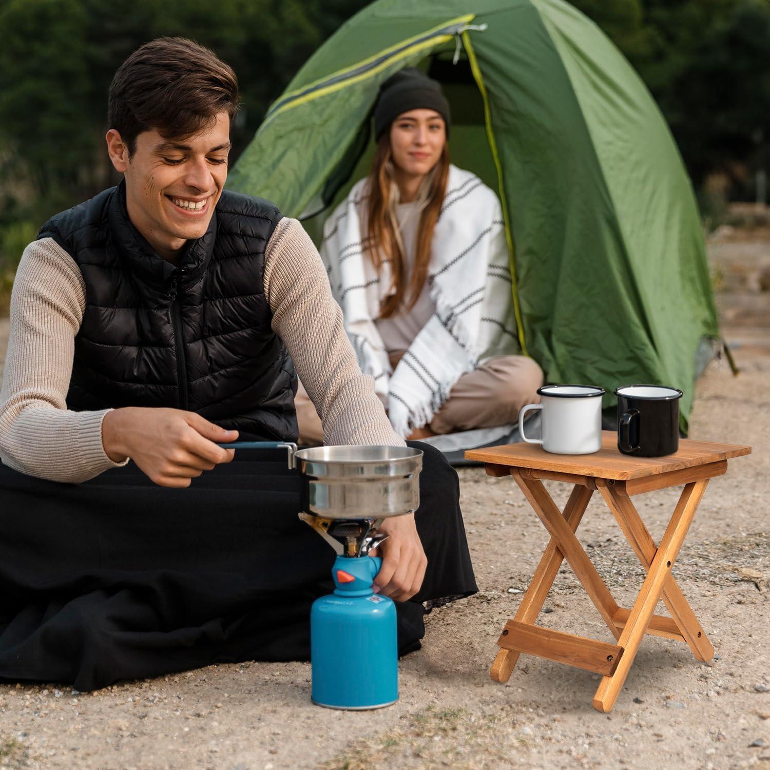 Mesa Lateral Plegable DAXULY 32.5x32.5 cm Madera Natural