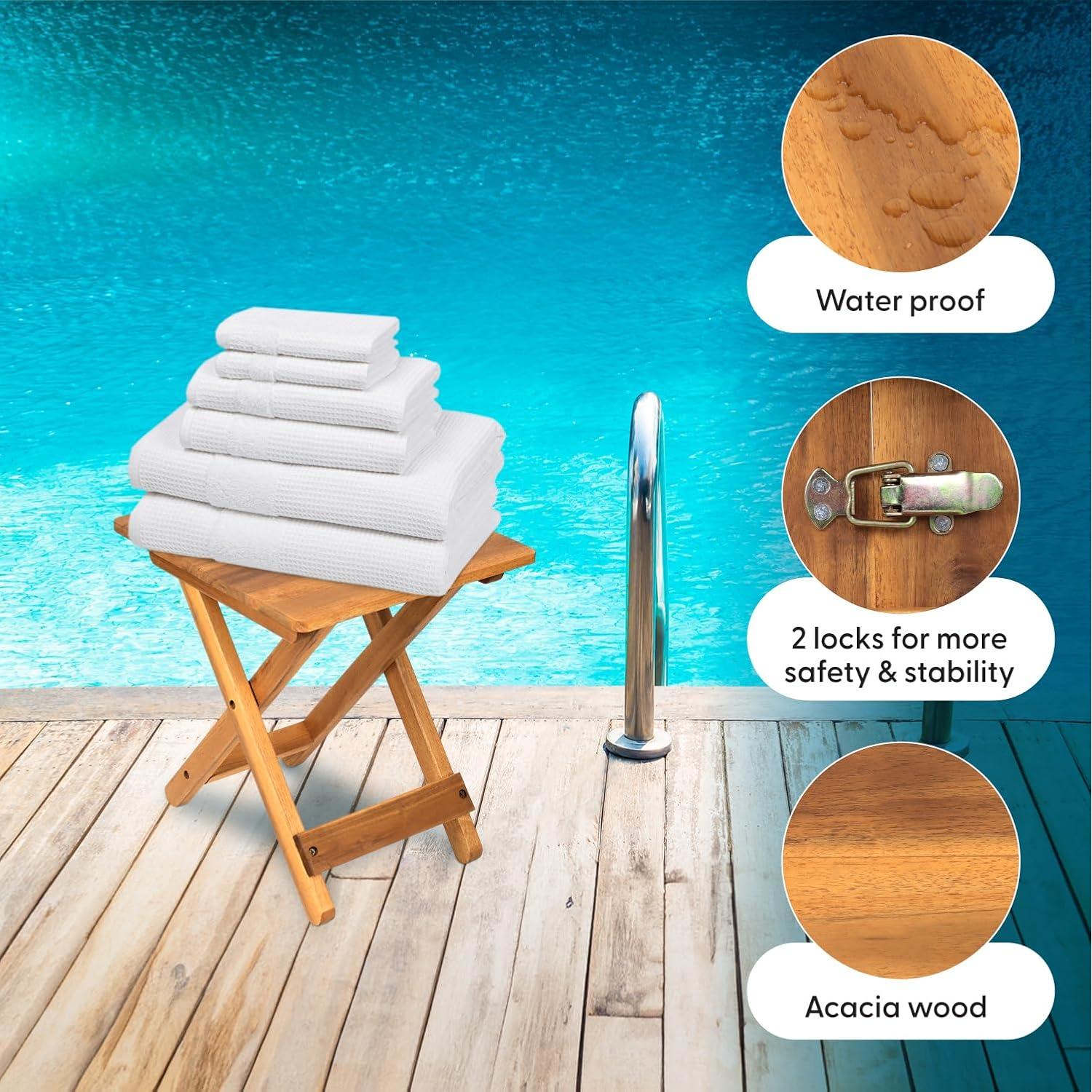 Mesa Lateral Plegable DAXULY 32.5x32.5 cm Madera Natural