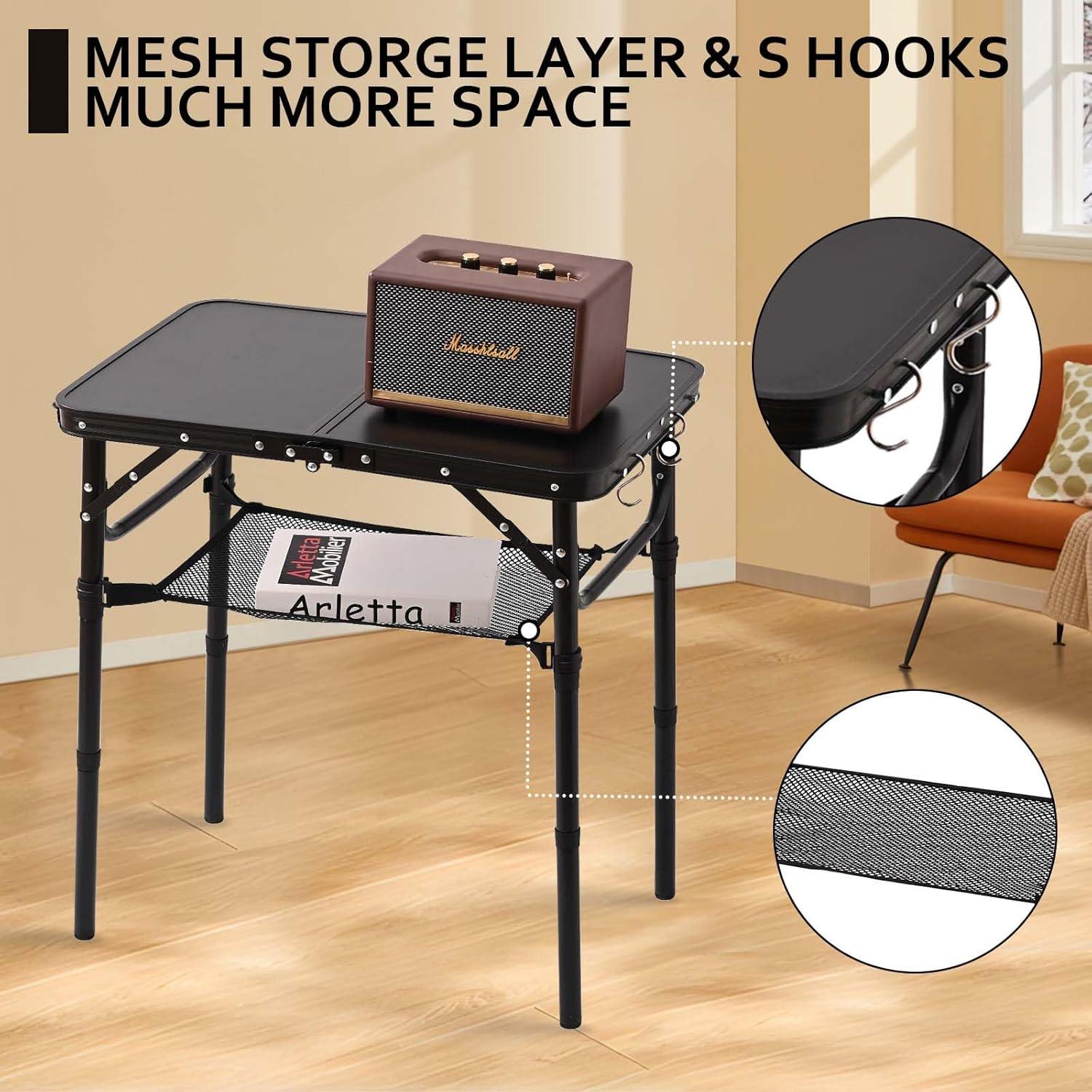 Mesa de Picnic Plegable YihuiKo Negra Mate 68.5 cm Ajustable