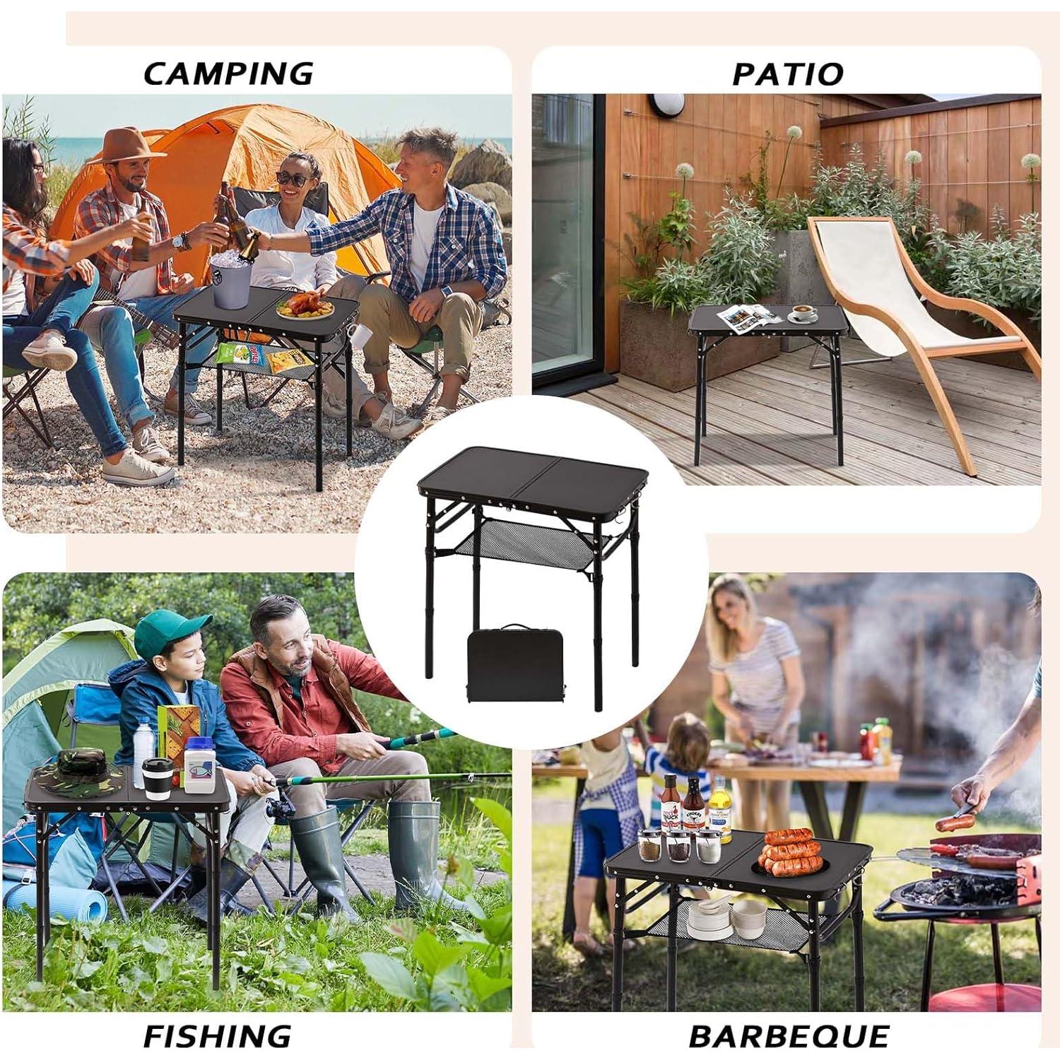 Mesa de Picnic Plegable YihuiKo Negra Mate 68.5 cm Ajustable