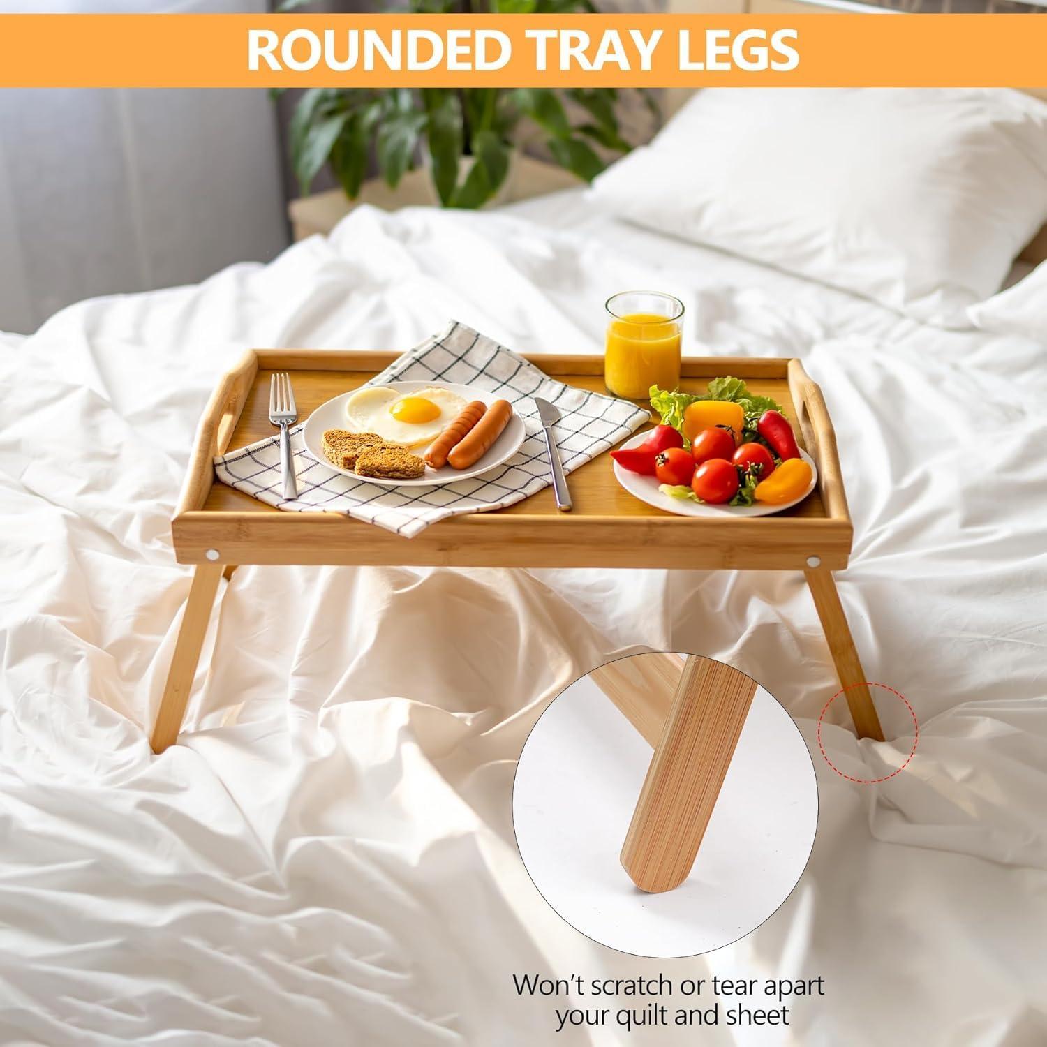 Juego de 2 Mesas de Bandeja para Cama WRONWA 62x30cm