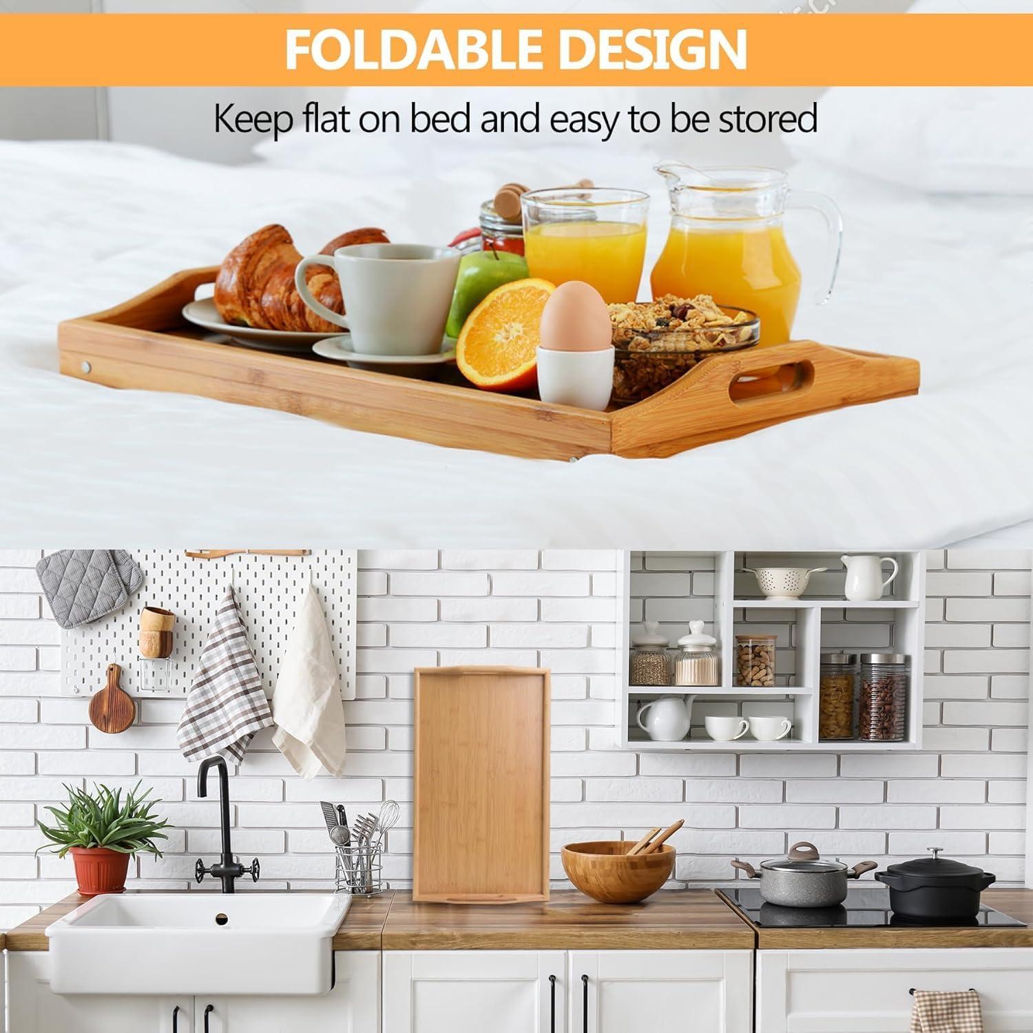 Juego de 2 Mesas de Bandeja para Cama WRONWA 62x30cm