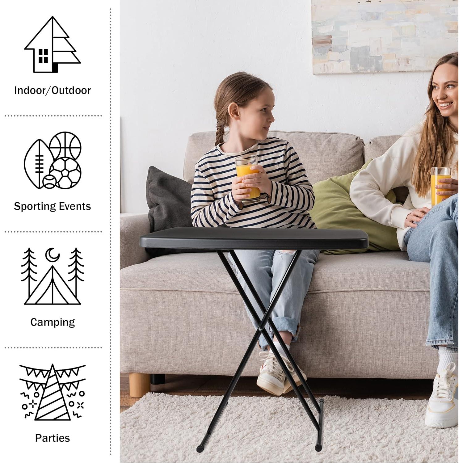 Mesa Plegable Pequeña Everyday Home Negra 63,5-71,1 cm