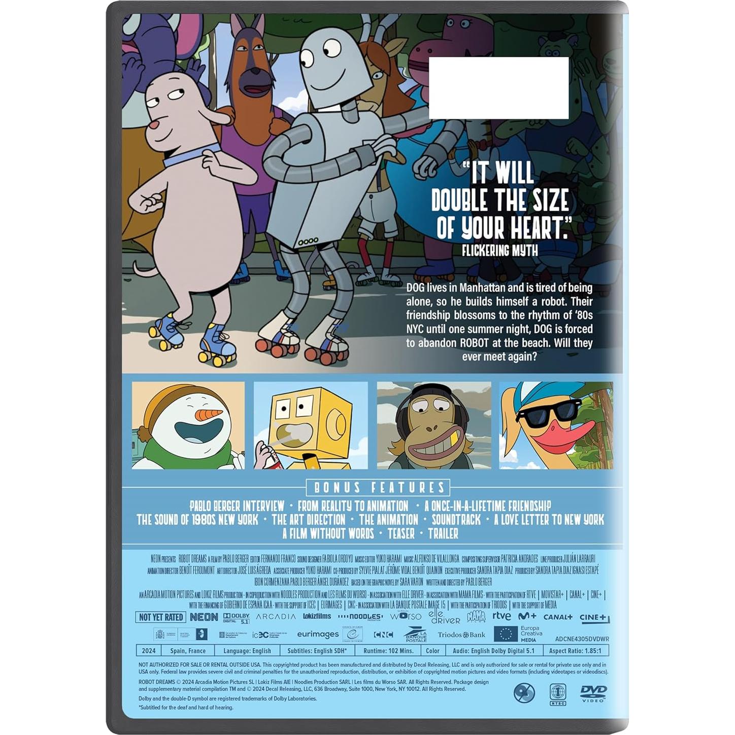 Sueños de Robot DVD - Película de Amistad 1h42m