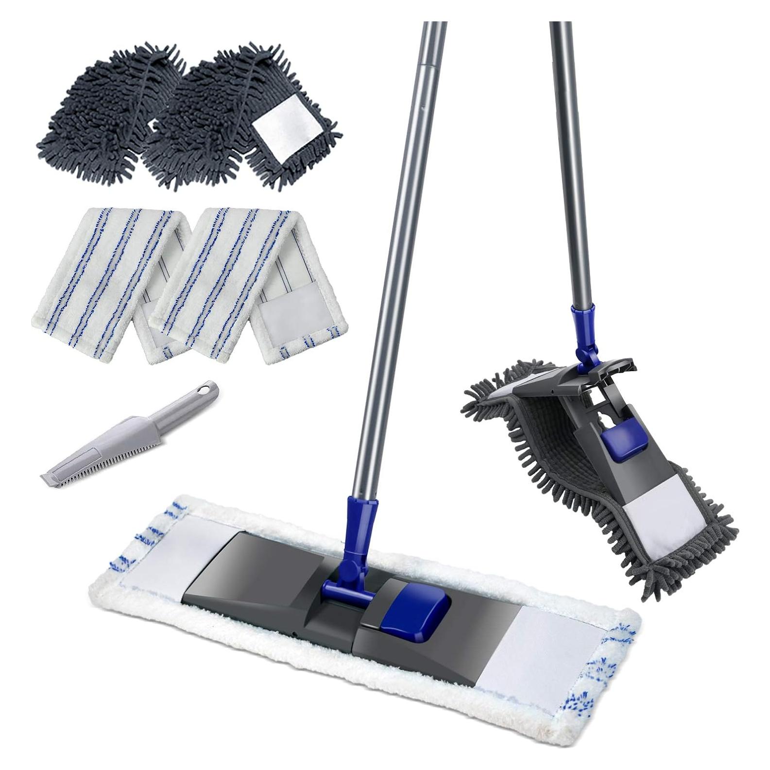 Mop de Microfibra MASTERTOP con Mango Ajustable y Almohadillas Lavables