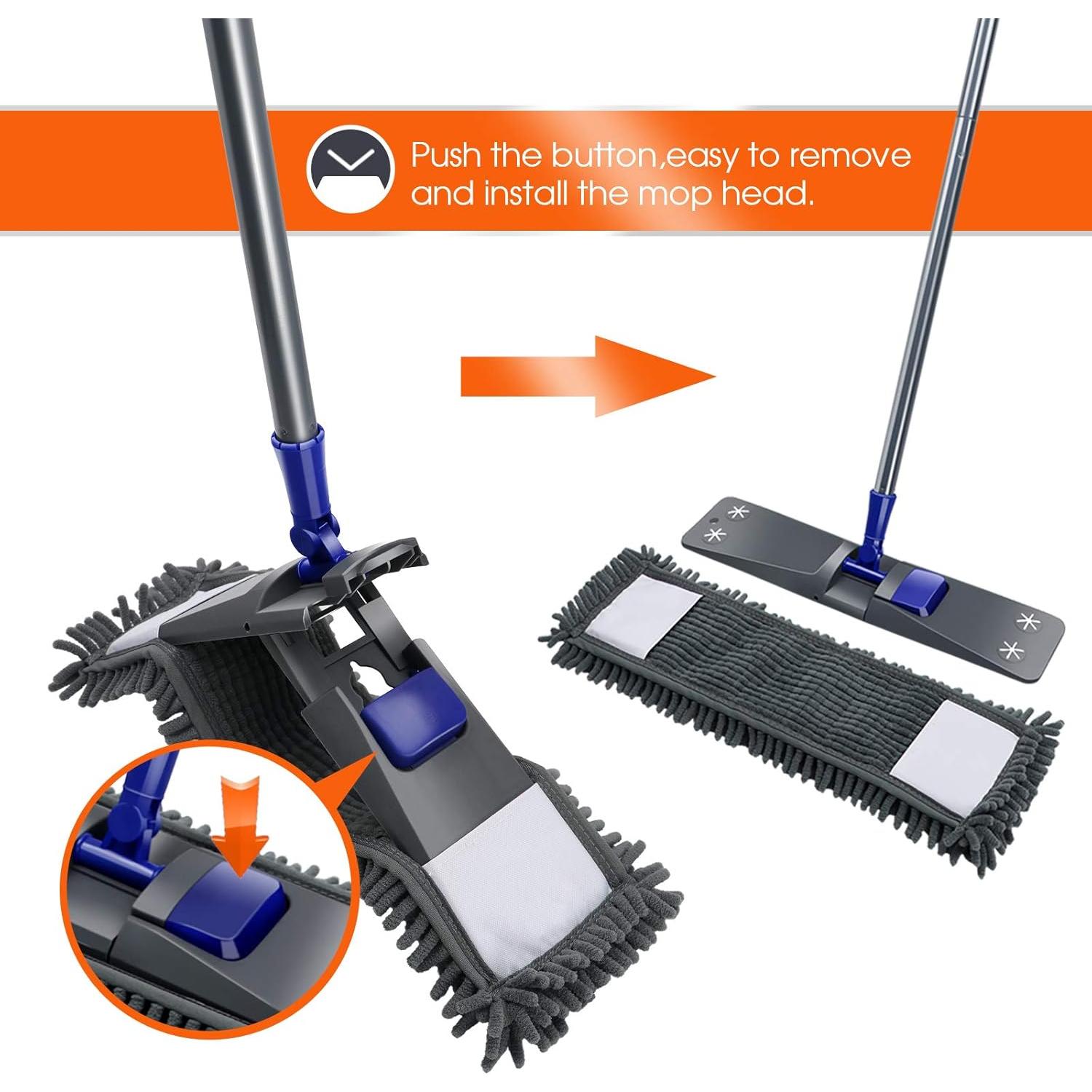 Mop de Microfibra MASTERTOP con Mango Ajustable y Almohadillas Lavables