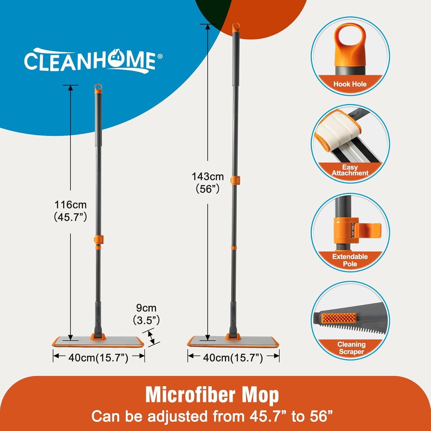 Mopa de Microfibra CLEANHOME con Mango Extensible 116-142 cm