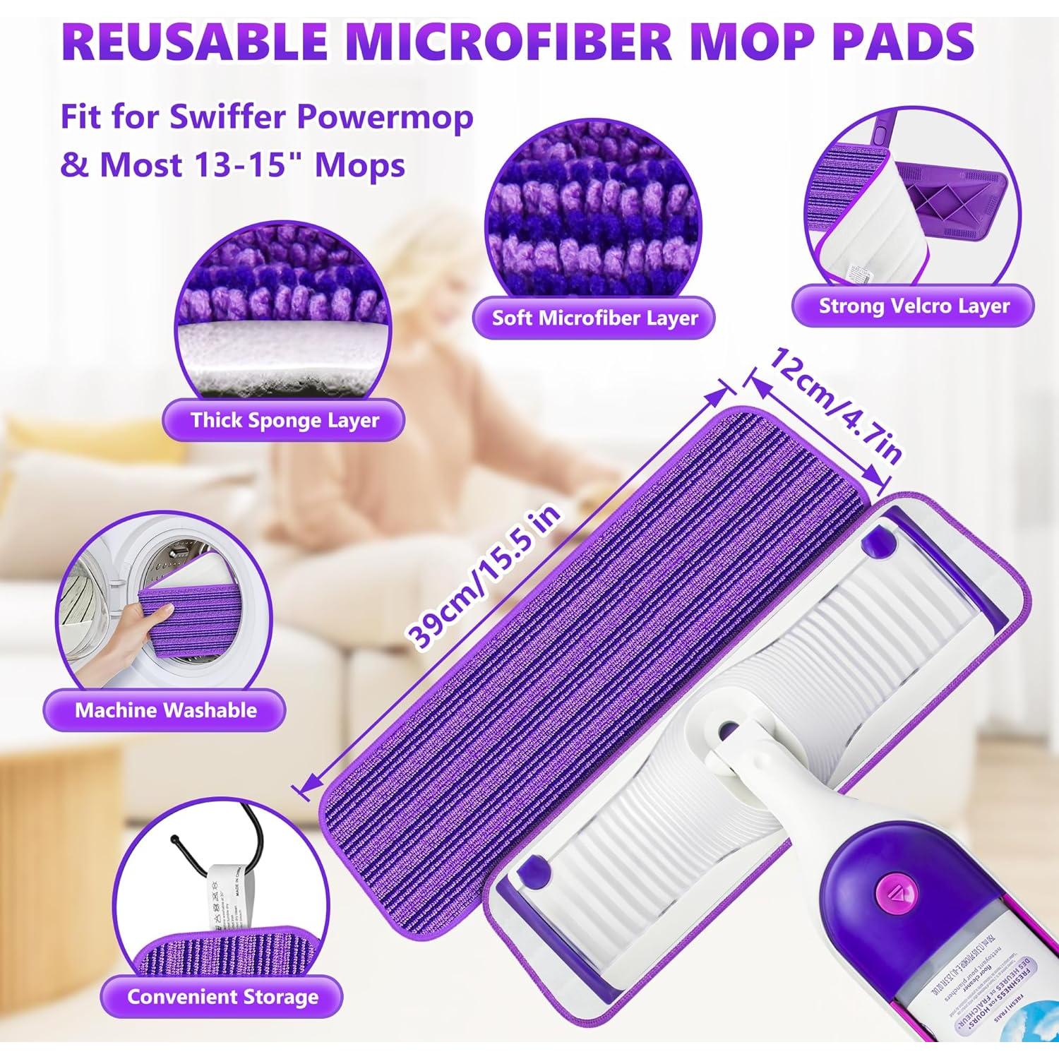 Mop de Microfibra BPAWA con 4 Almohadillas Reutilizables