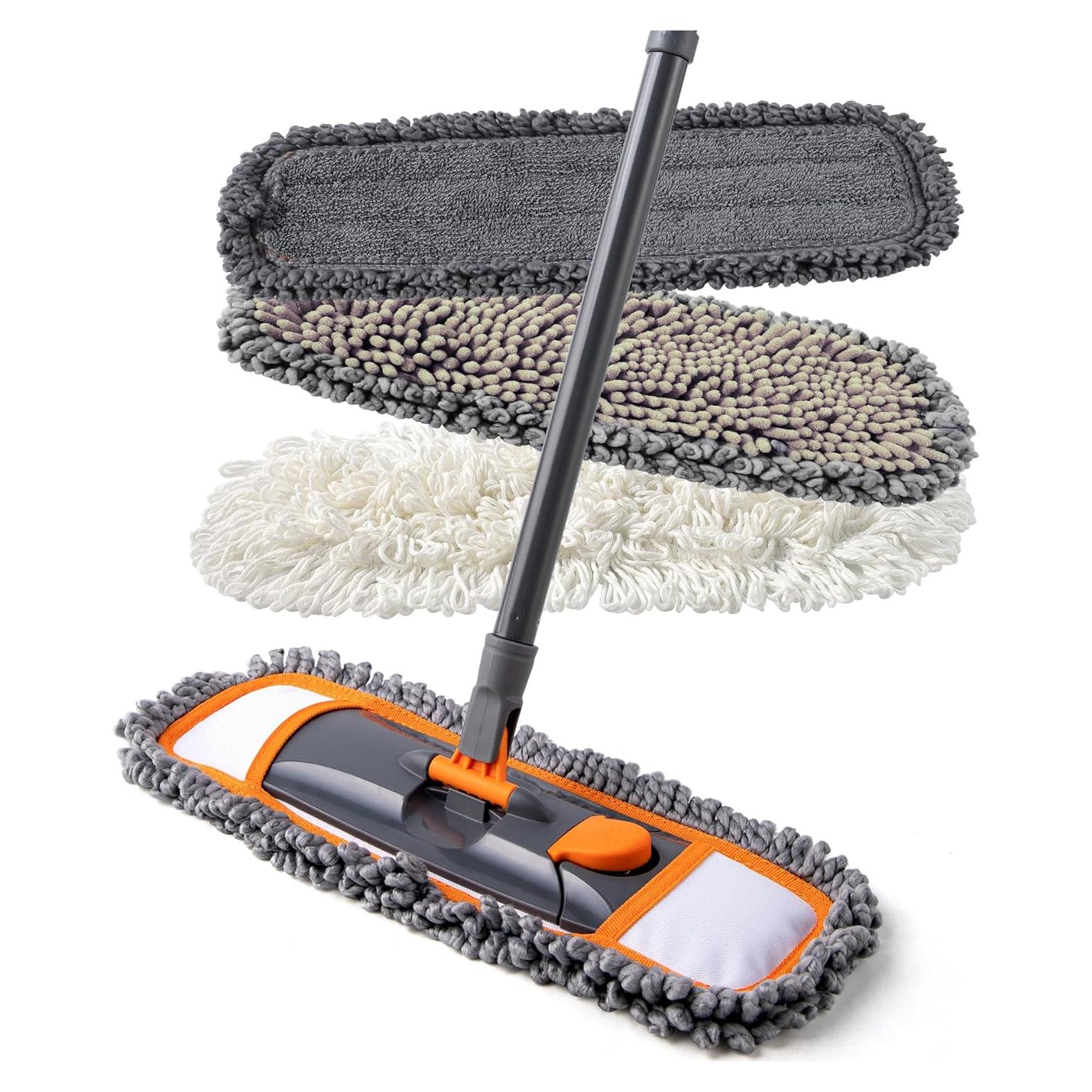 Mopa de limpieza CLEANHOME con 3 almohadillas y mango 139,7 cm