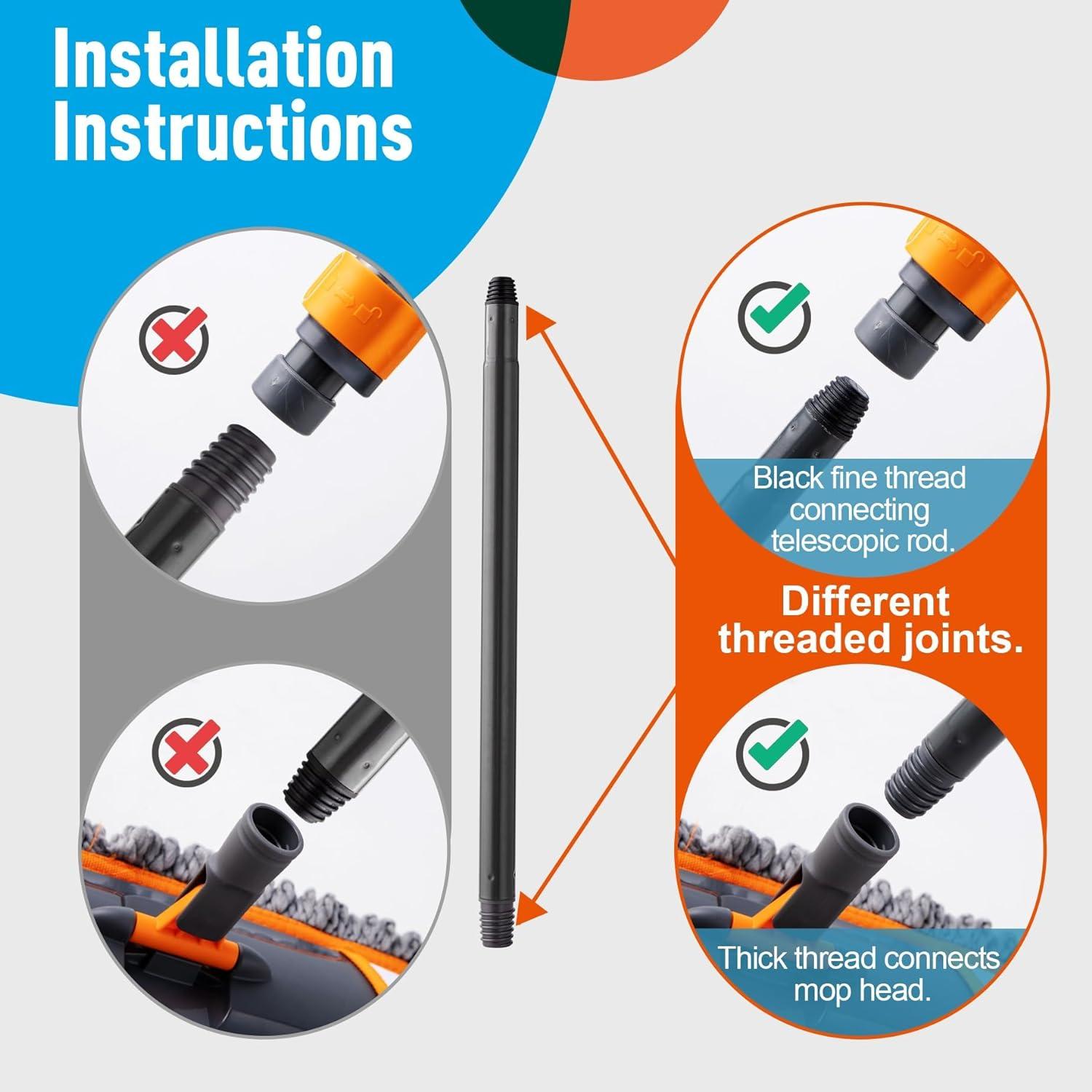 Mopa de limpieza CLEANHOME con 3 almohadillas y mango 139,7 cm