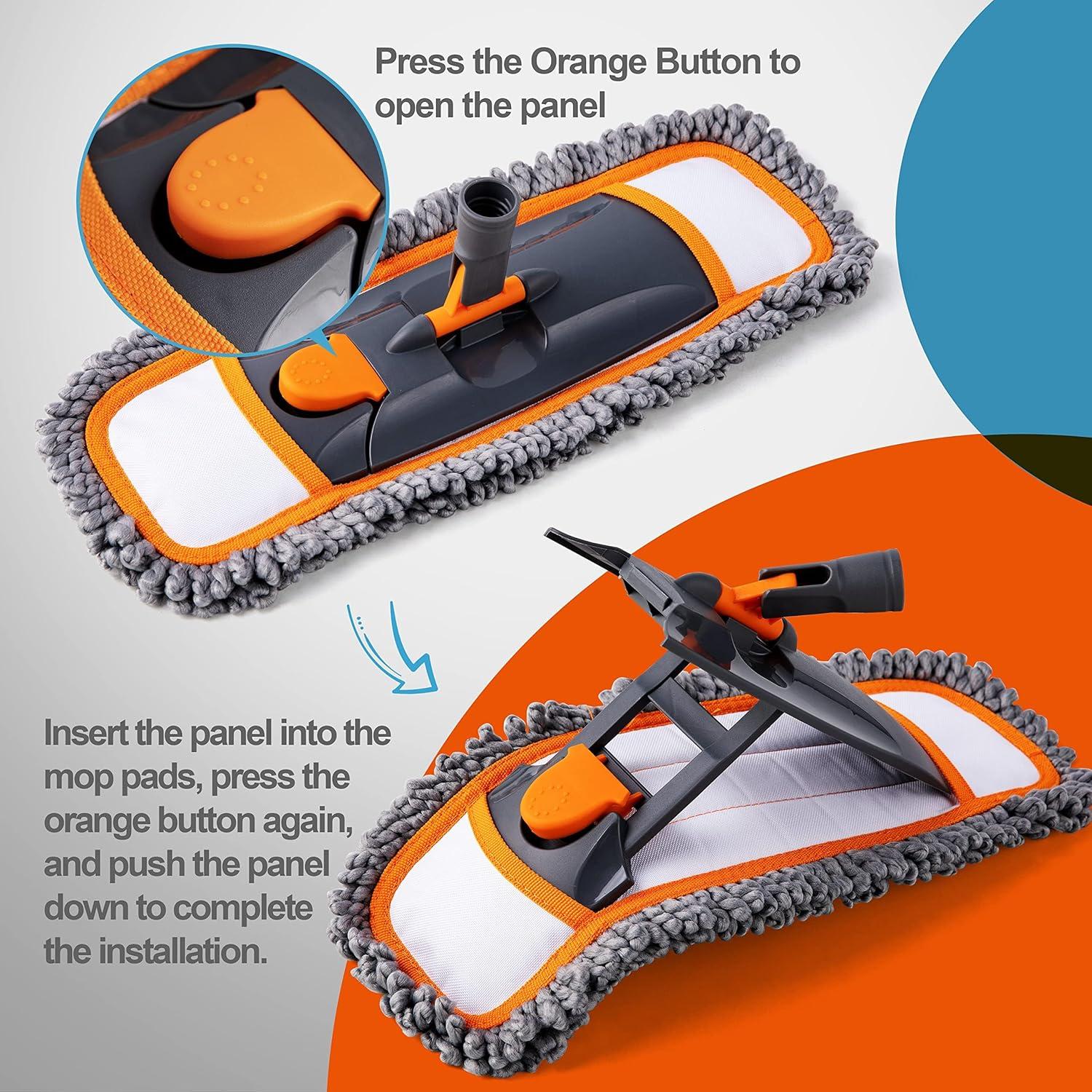 Mopa de limpieza CLEANHOME con 3 almohadillas y mango 139,7 cm