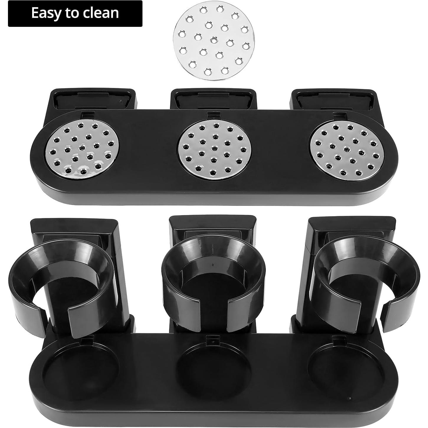 QWORK Triple Dry Food Dispenser - 2L Capacity Each, Easy Twist Mechanism, for Dry Food like Cereal, Rice, Candy, Nuts, Pet Food