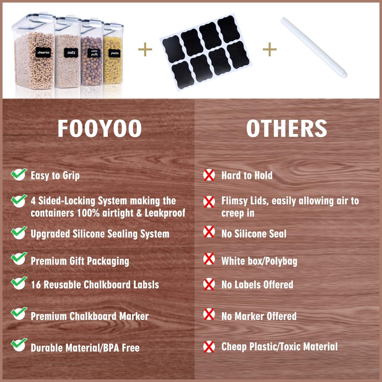 Juego de Contenedores FOOYOO para Cereal - 4 Piezas 4L