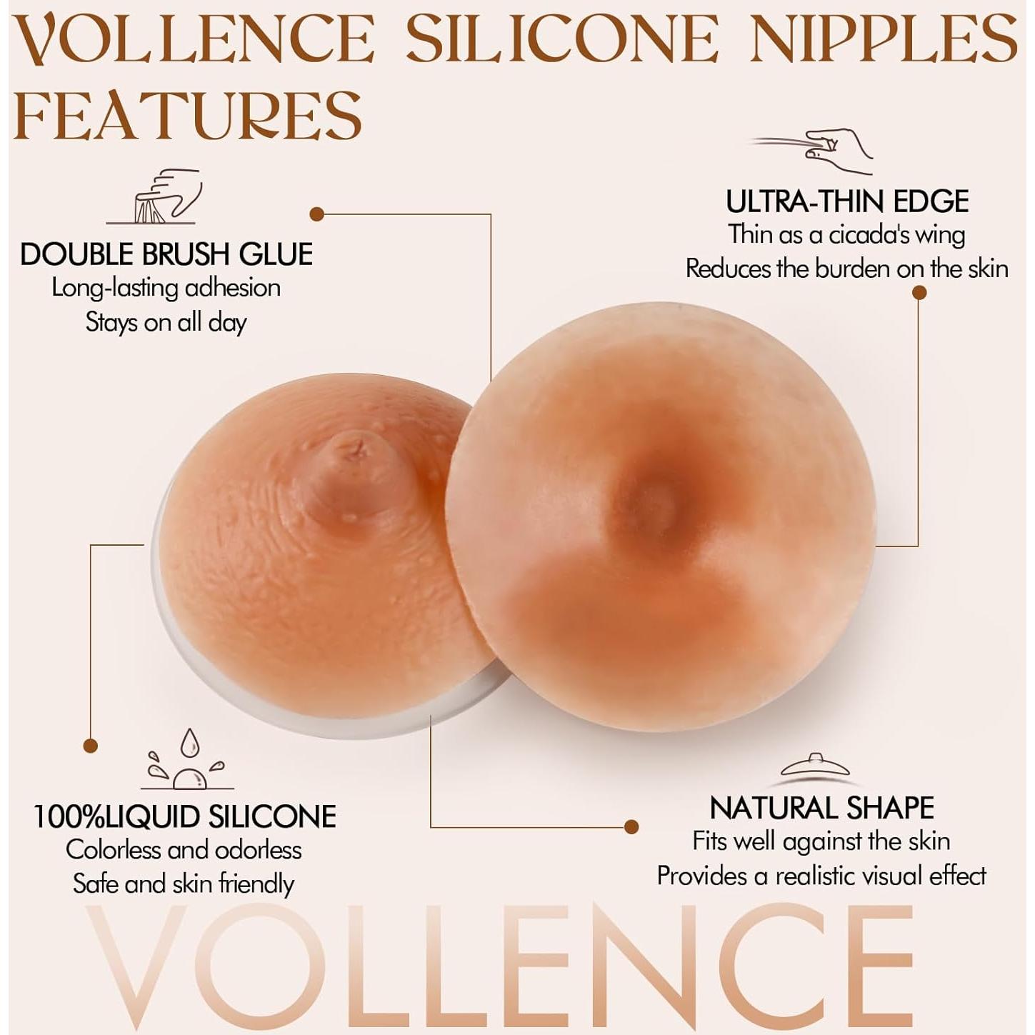 Pezones de Silicona Adhesiva Vollence 8cm Reutilizables Bronce