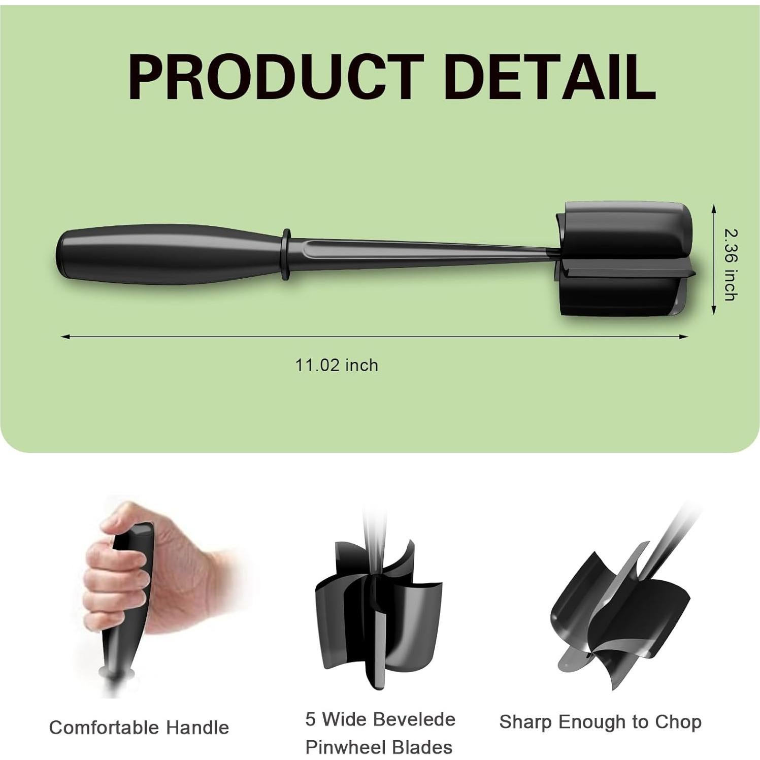 Picador de Carne Nylon 5 Cuchillas Curvas Aplastador Hamburguesas