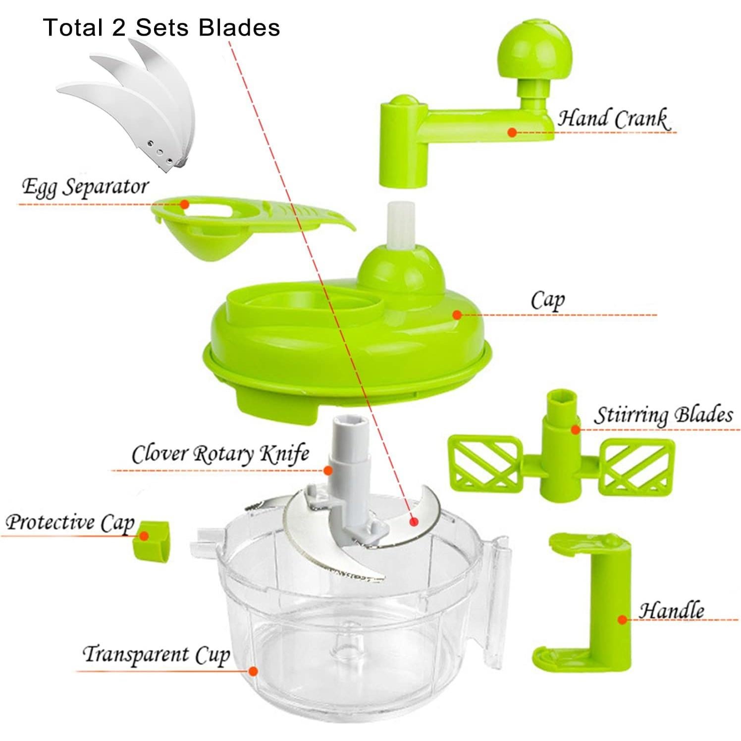 Procesador de Alimentos Manual Tenta Kitchen 1200 ml Verde