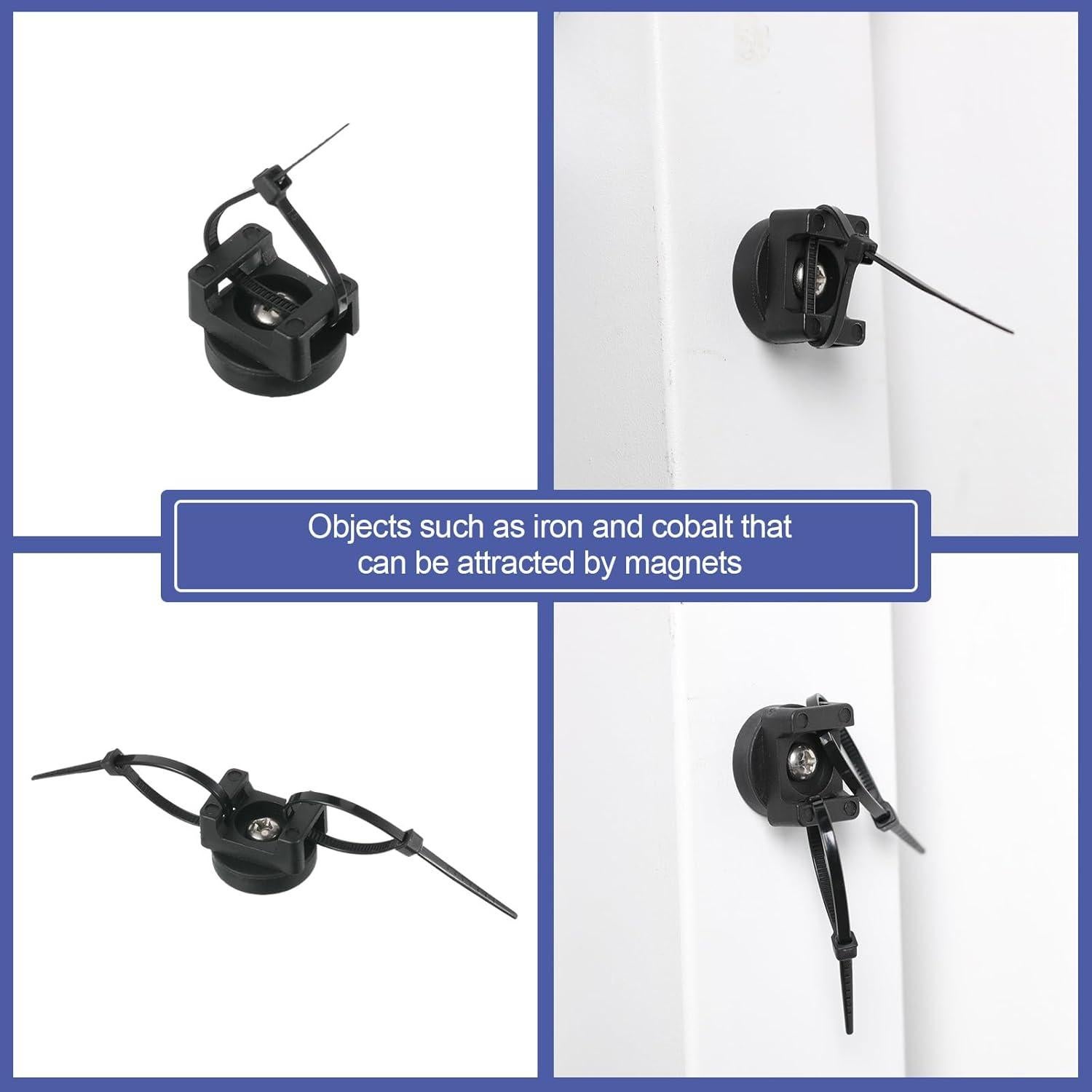 Soporte de Cables Magnético Yookeer 15 Piezas 22mm Negro