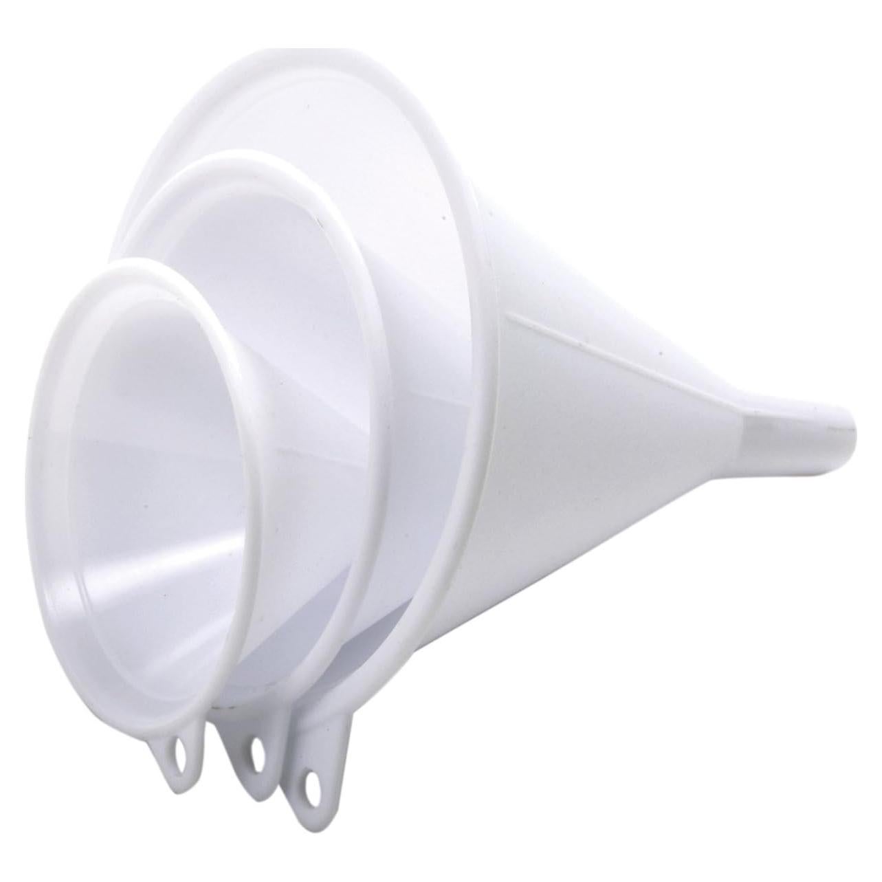 Set de 3 Embudos de Plástico Norpro, Blanco, 10 cm