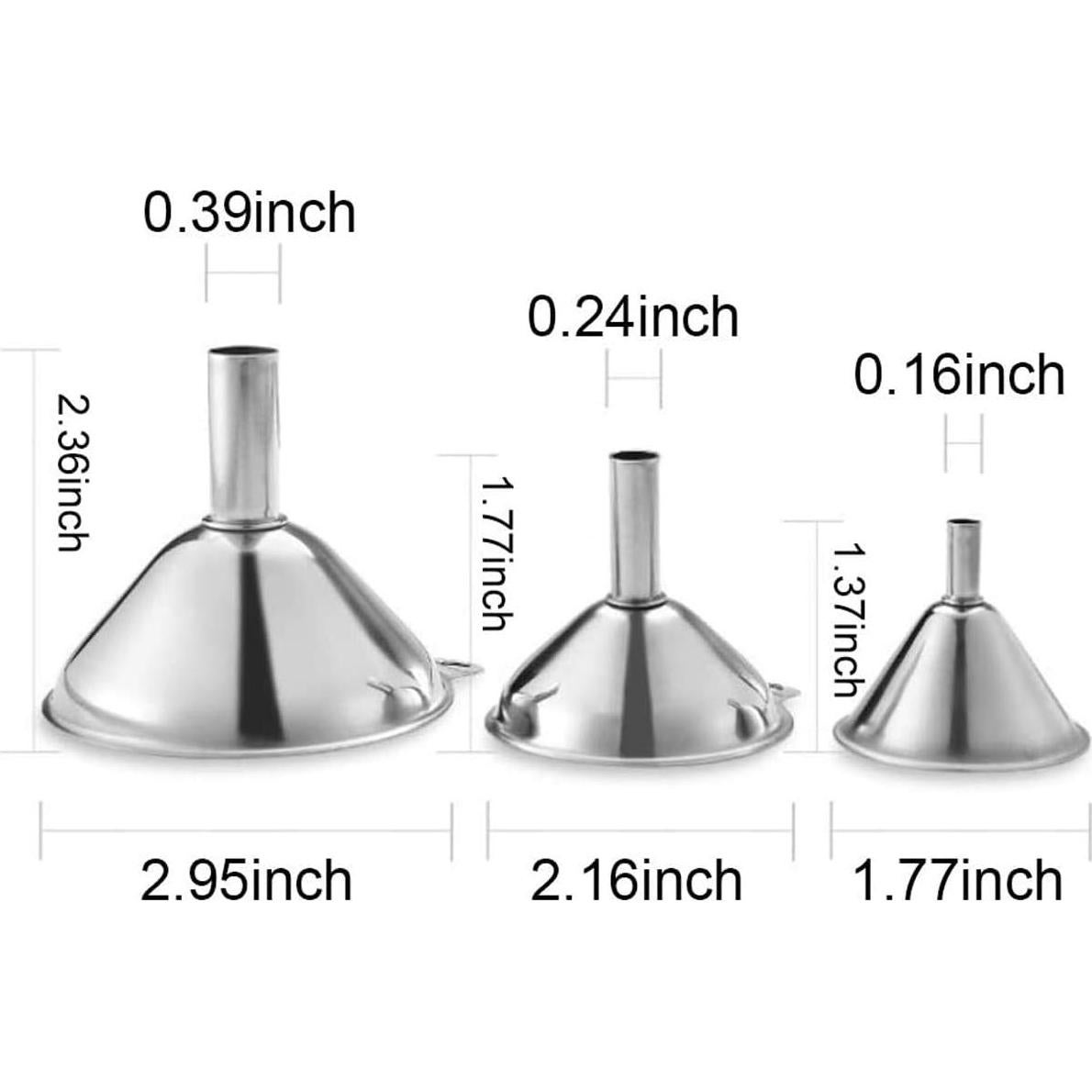 Juego de 3 Embudos de Acero Inoxidable Lakatay 7,49 cm