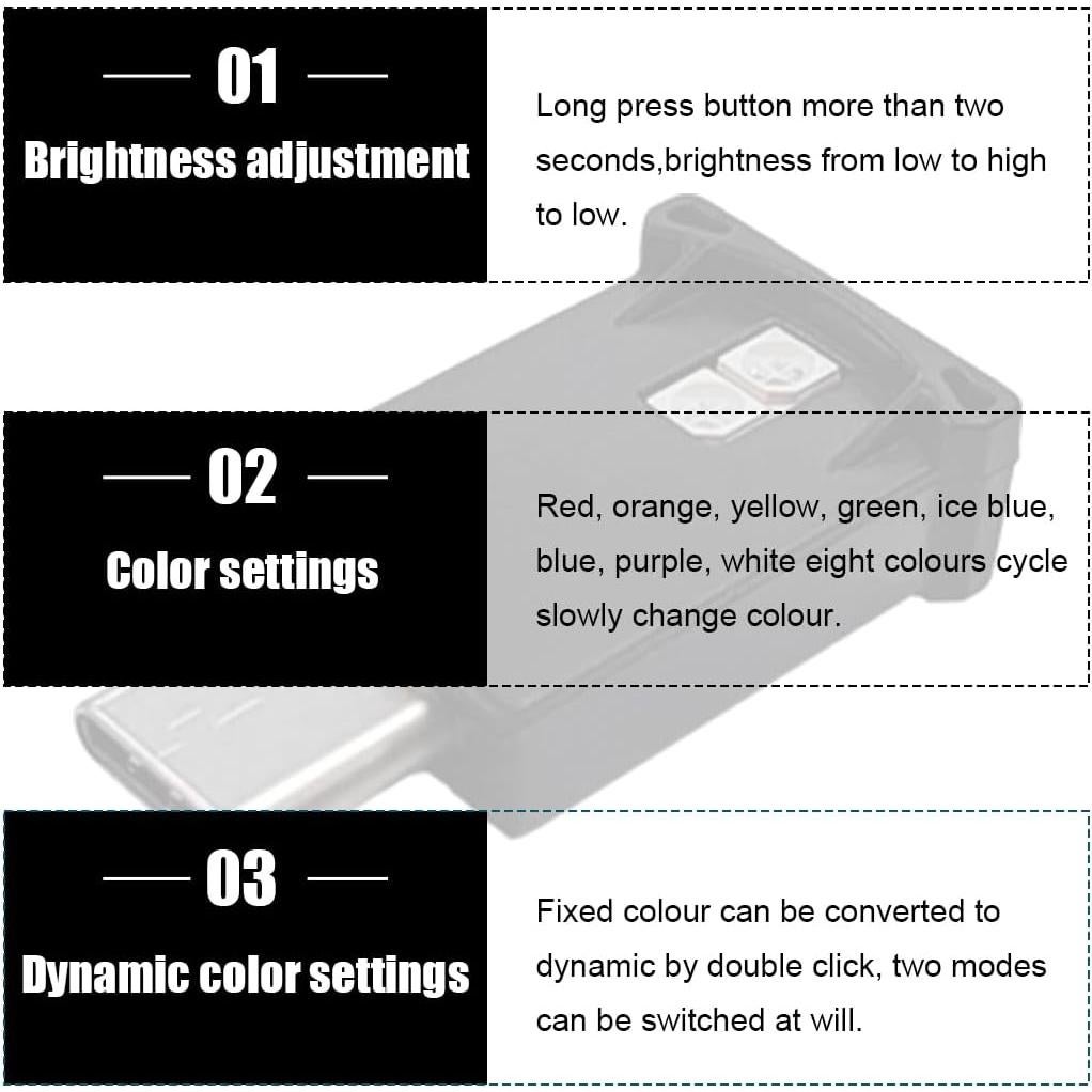 Luz Ambiental LED USB Tipo C Povtii, 8 Colores, Brillo Ajustable