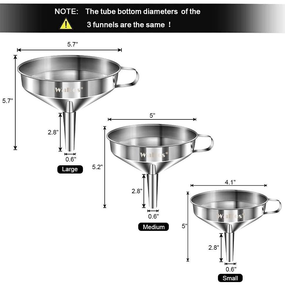 Juego de 3 Embudos de Acero Inoxidable Walfos 14.4 cm