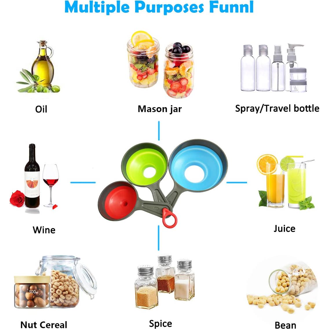 Set de Embudos de Silicona HAWOWZ - 3 Tamaños para Cocina