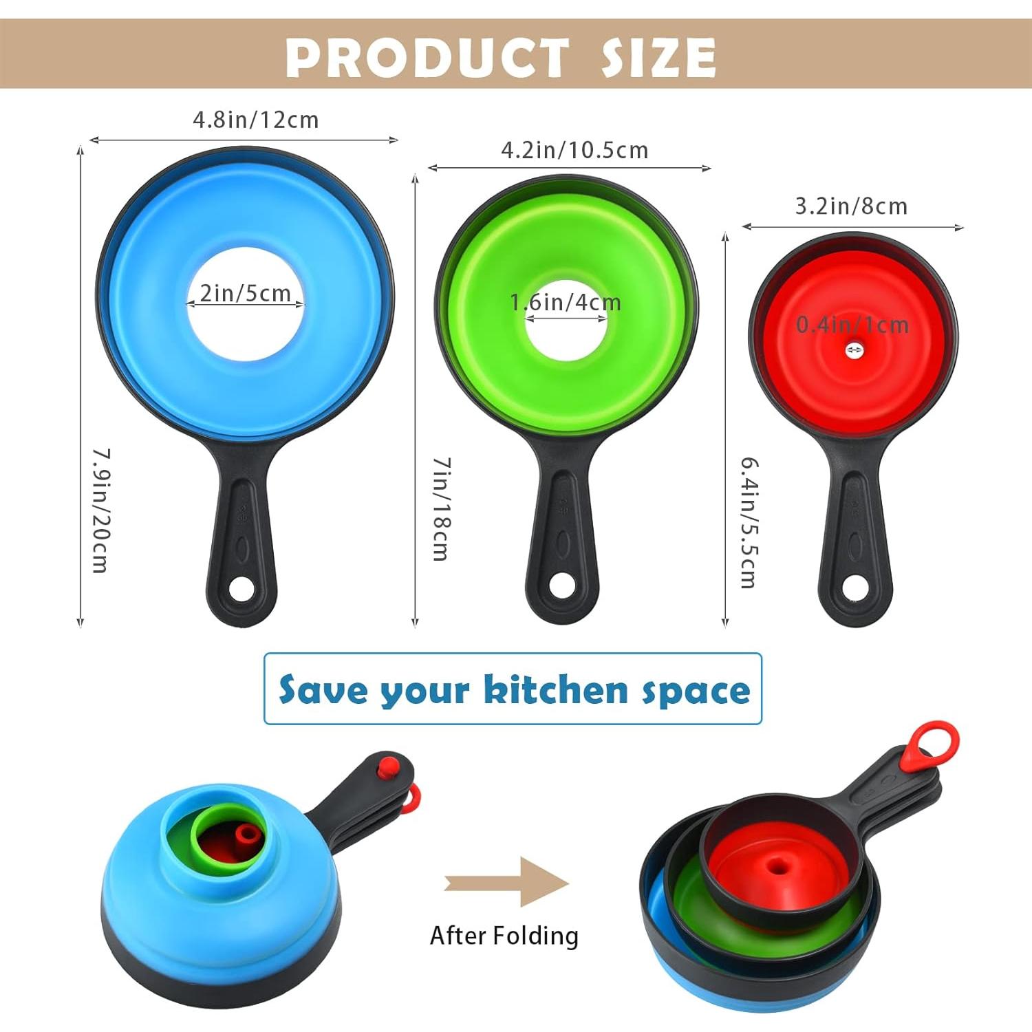 Set de Embudos de Silicona HAWOWZ - 3 Tamaños para Cocina