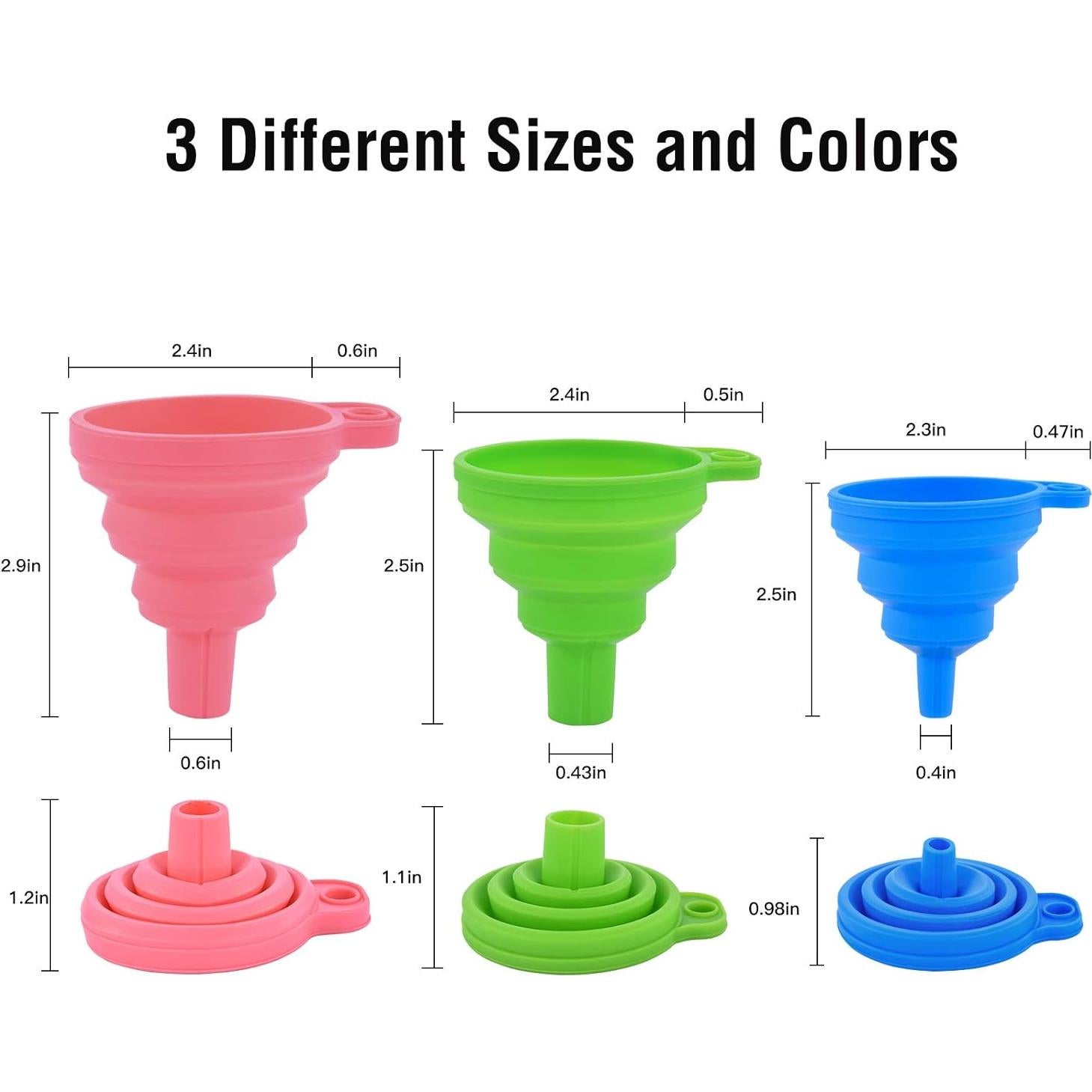 Juego de embudos de silicona colapsables Rechishre - 3 piezas