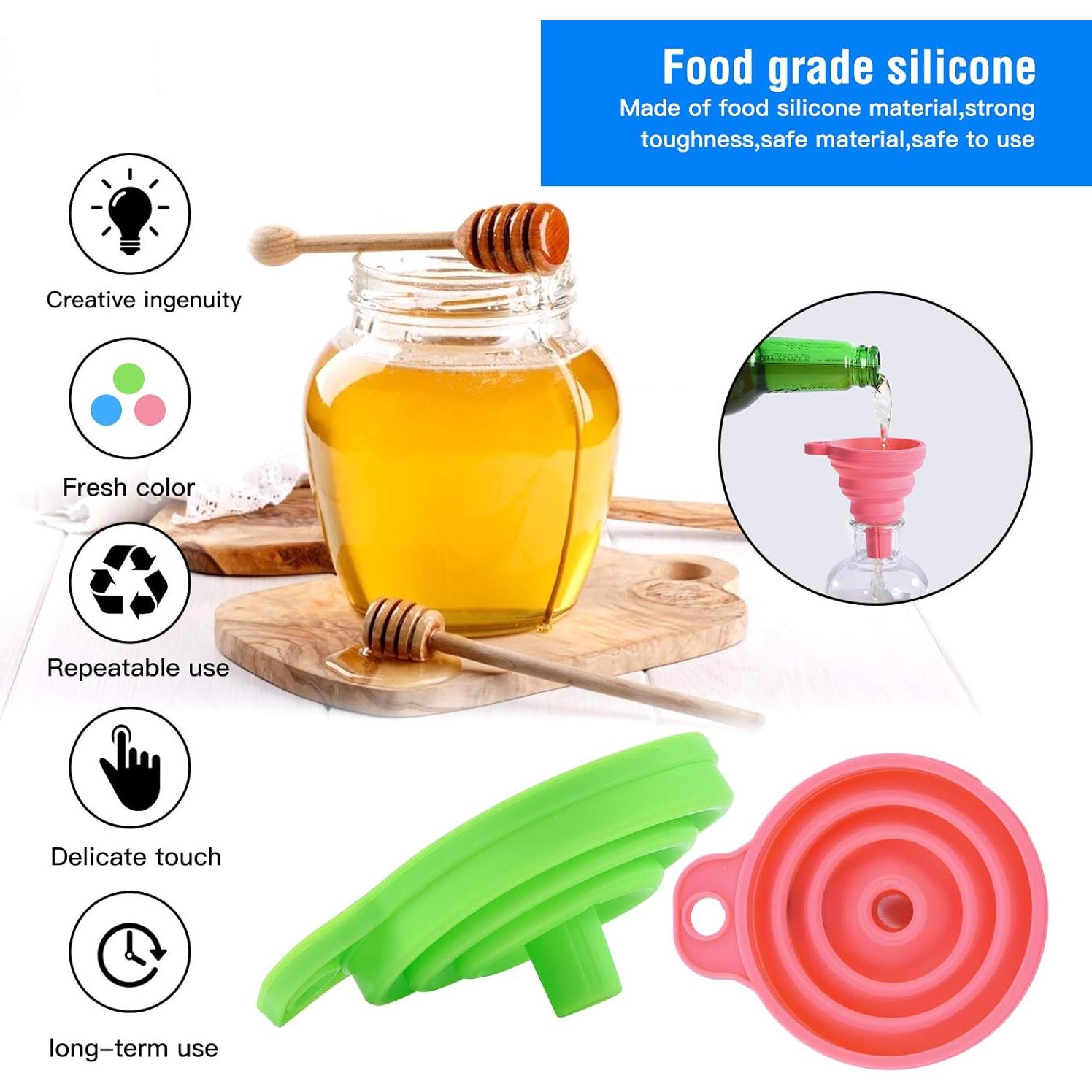 Juego de embudos de silicona colapsables Rechishre - 3 piezas