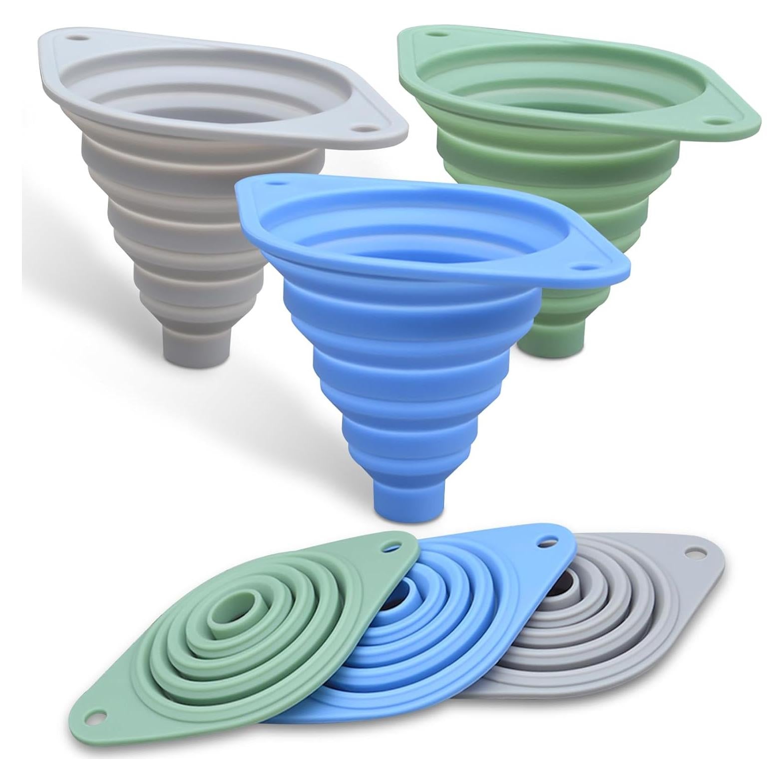 Juego de 3 Embudos de Silicona Plegables VAYRMEU para Cocina