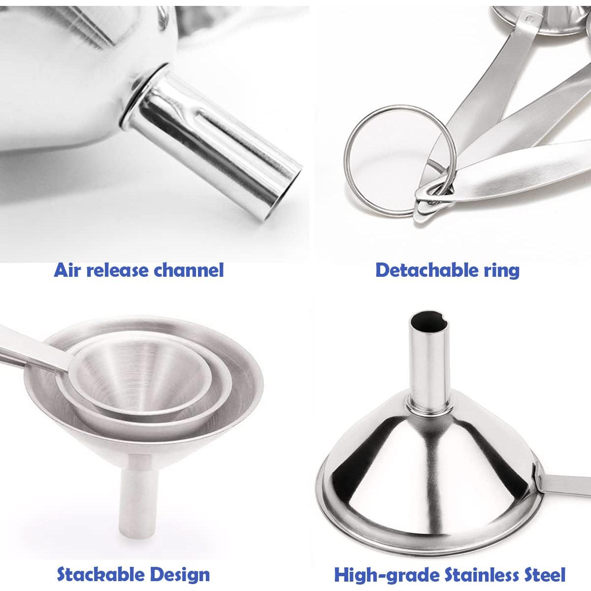 Set de 3 Embudos de Acero Inoxidable BLIGKO para Cocina