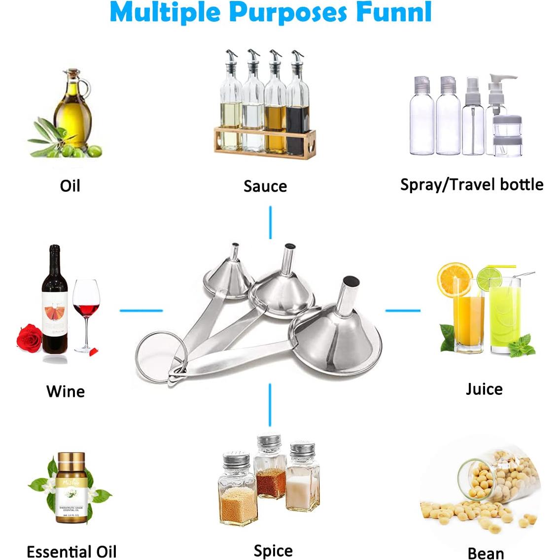 Set de 3 Embudos de Acero Inoxidable BLIGKO para Cocina