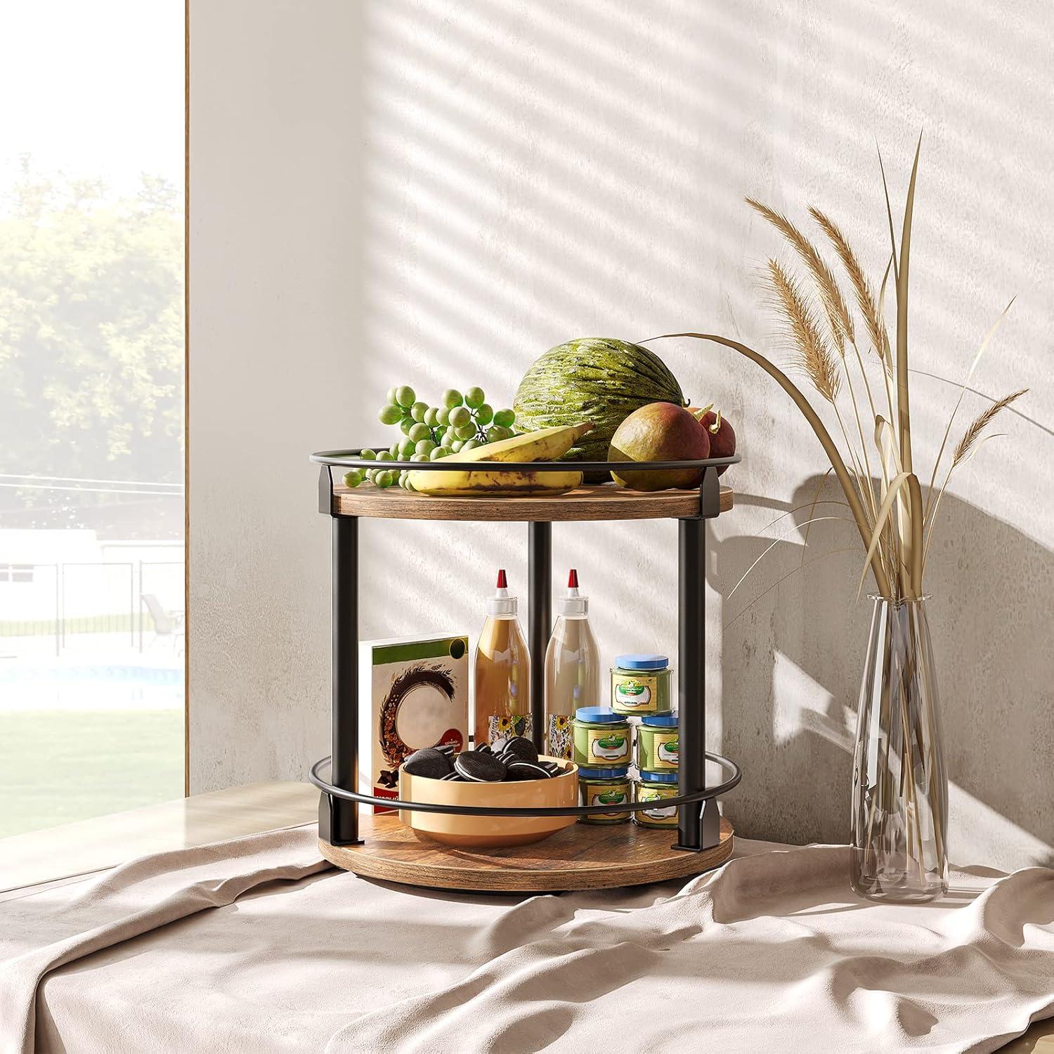 Organizador de Especias Rotatorio YATINEY 2 Niveles Marrón