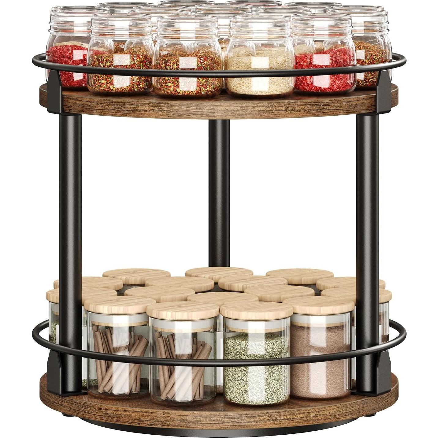 Organizador de Especias Rotatorio YATINEY 2 Niveles Marrón