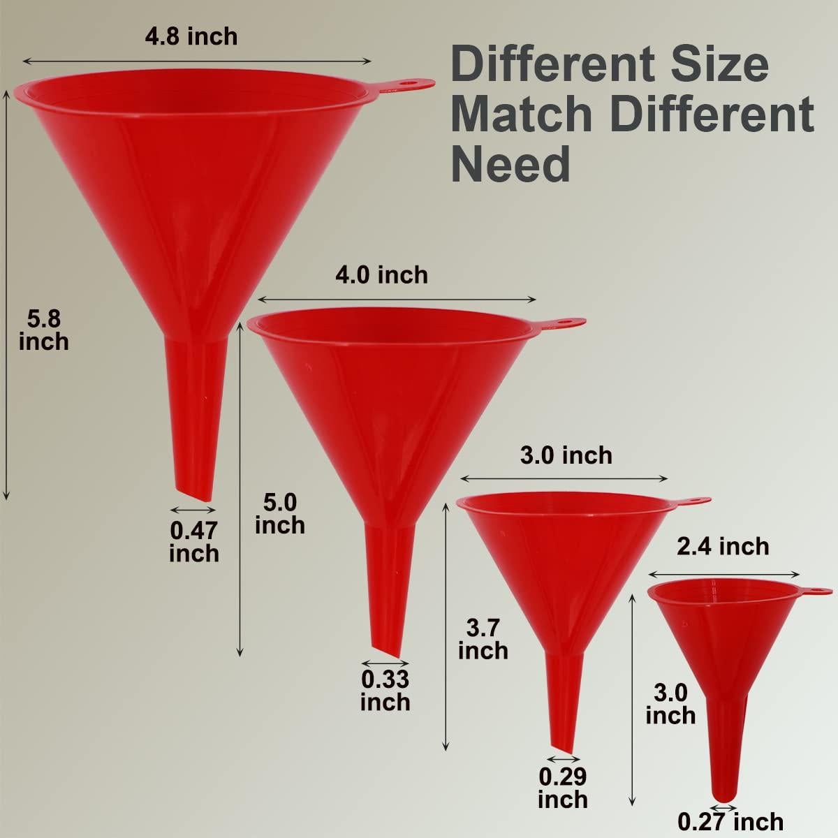 Juego de 4 Embudos de Plástico KongNai para Cocina y Auto