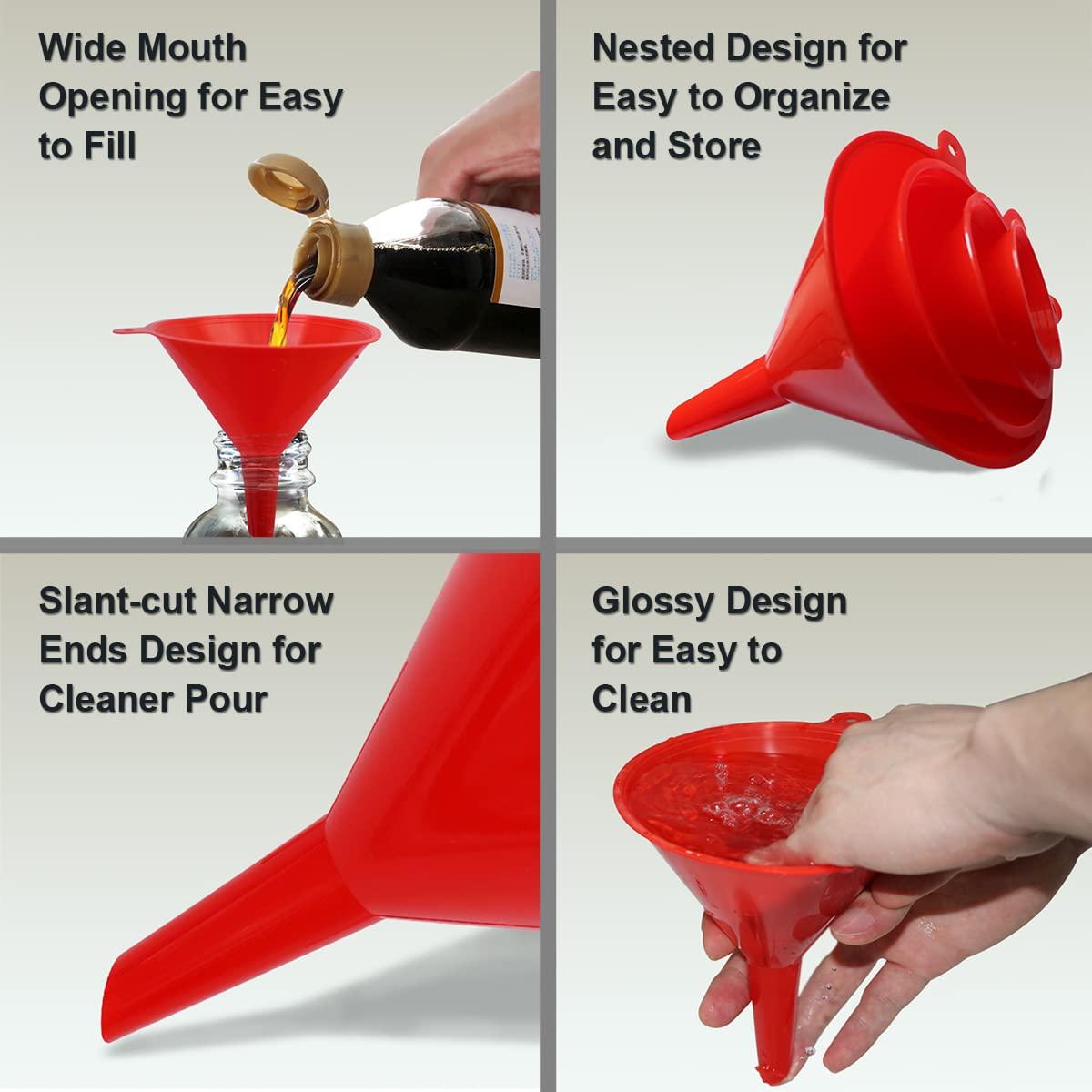 Juego de 4 Embudos de Plástico KongNai para Cocina y Auto