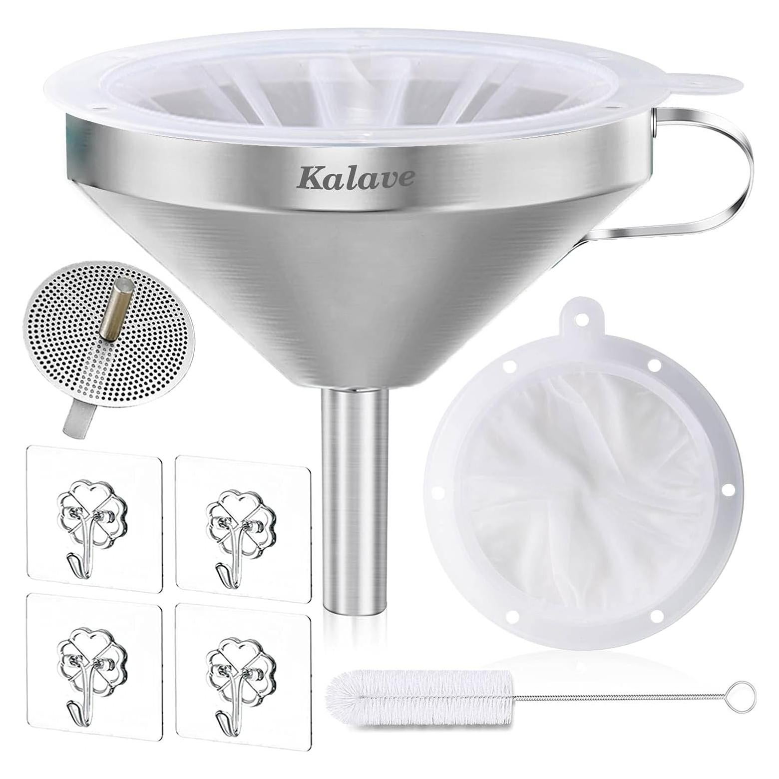 Embudo de Acero Inoxidable Kalave 13 cm con Filtro 200 mallas