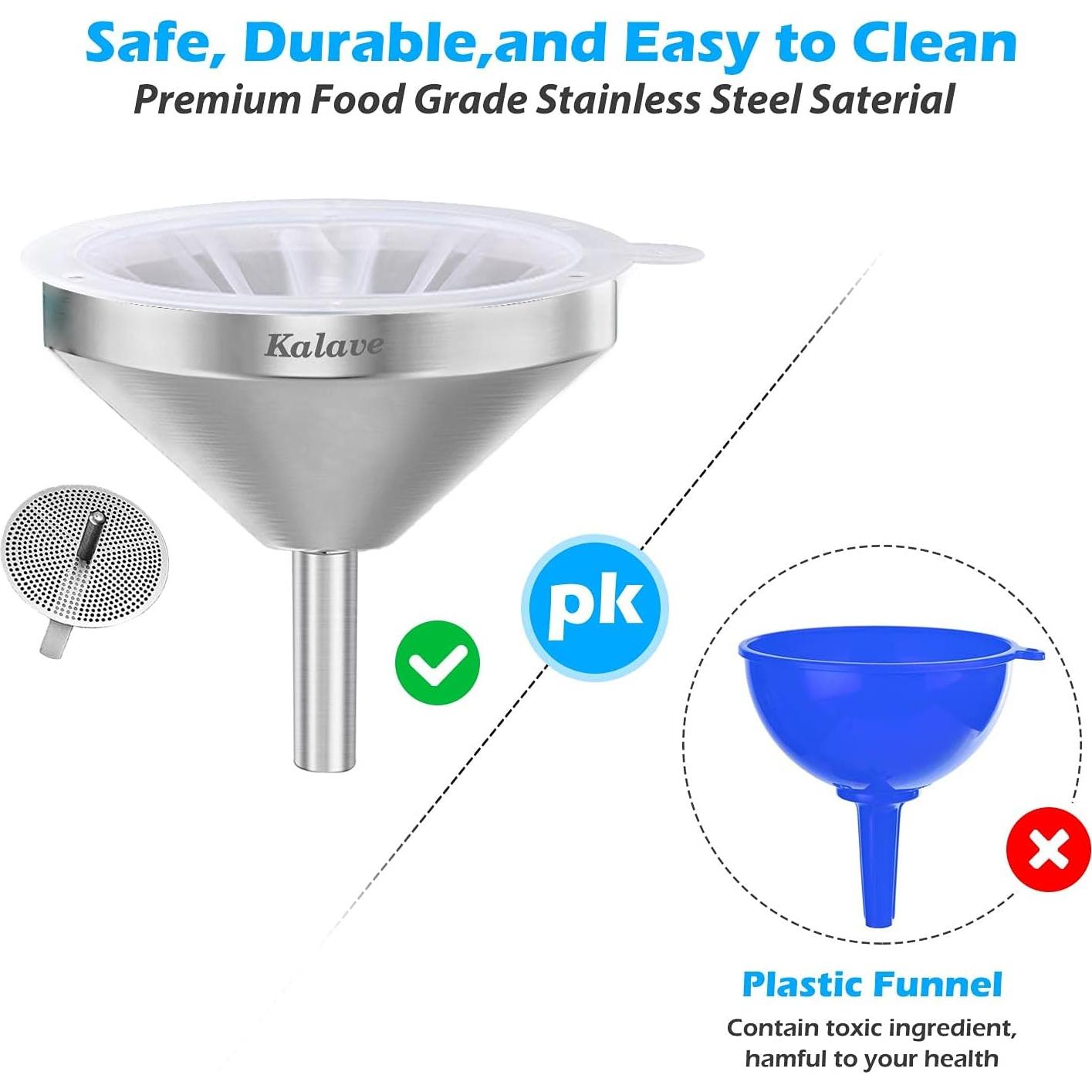 Embudo de Acero Inoxidable Kalave 13 cm con Filtro 200 mallas