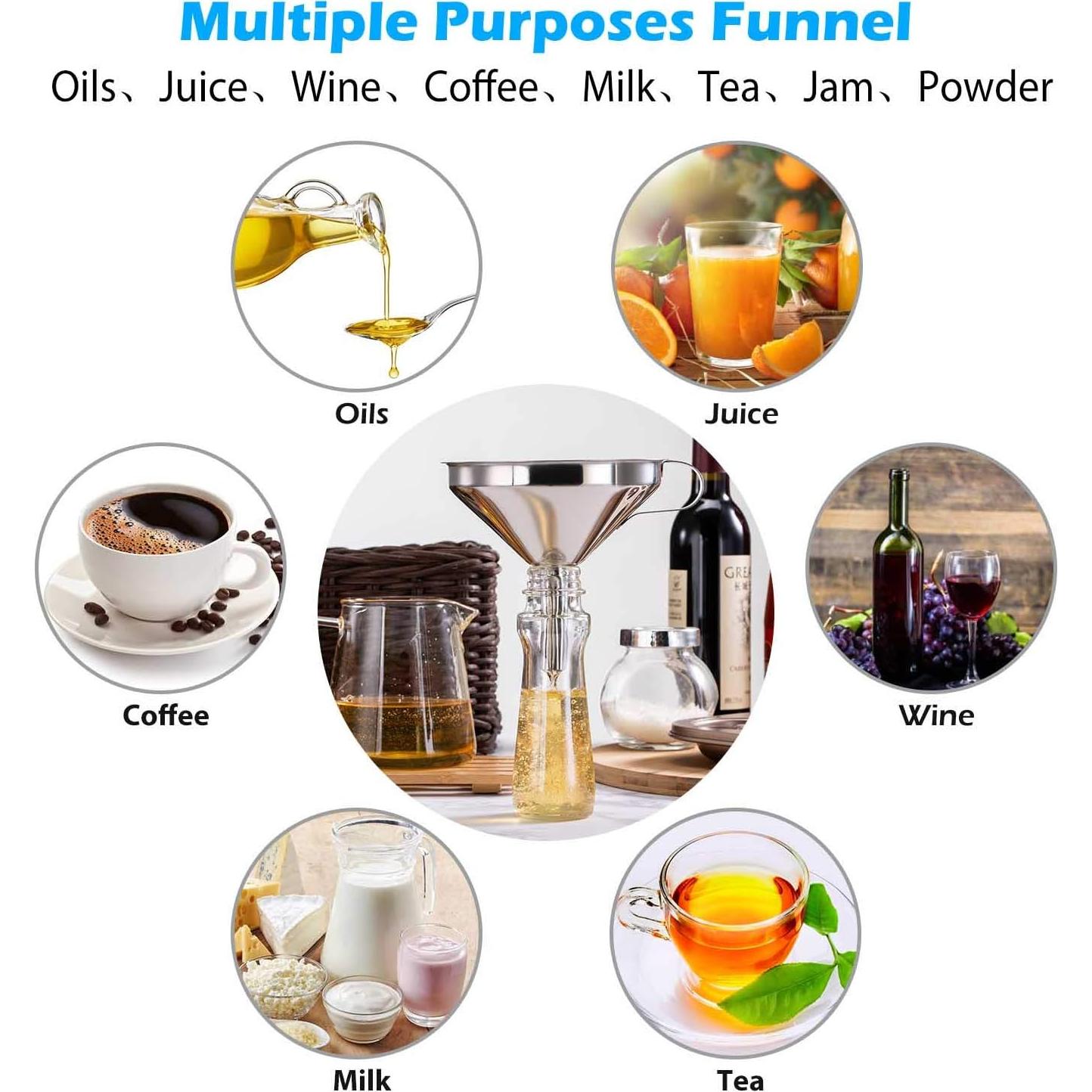 Embudo de Acero Inoxidable Kalave 13 cm con Filtro 200 mallas