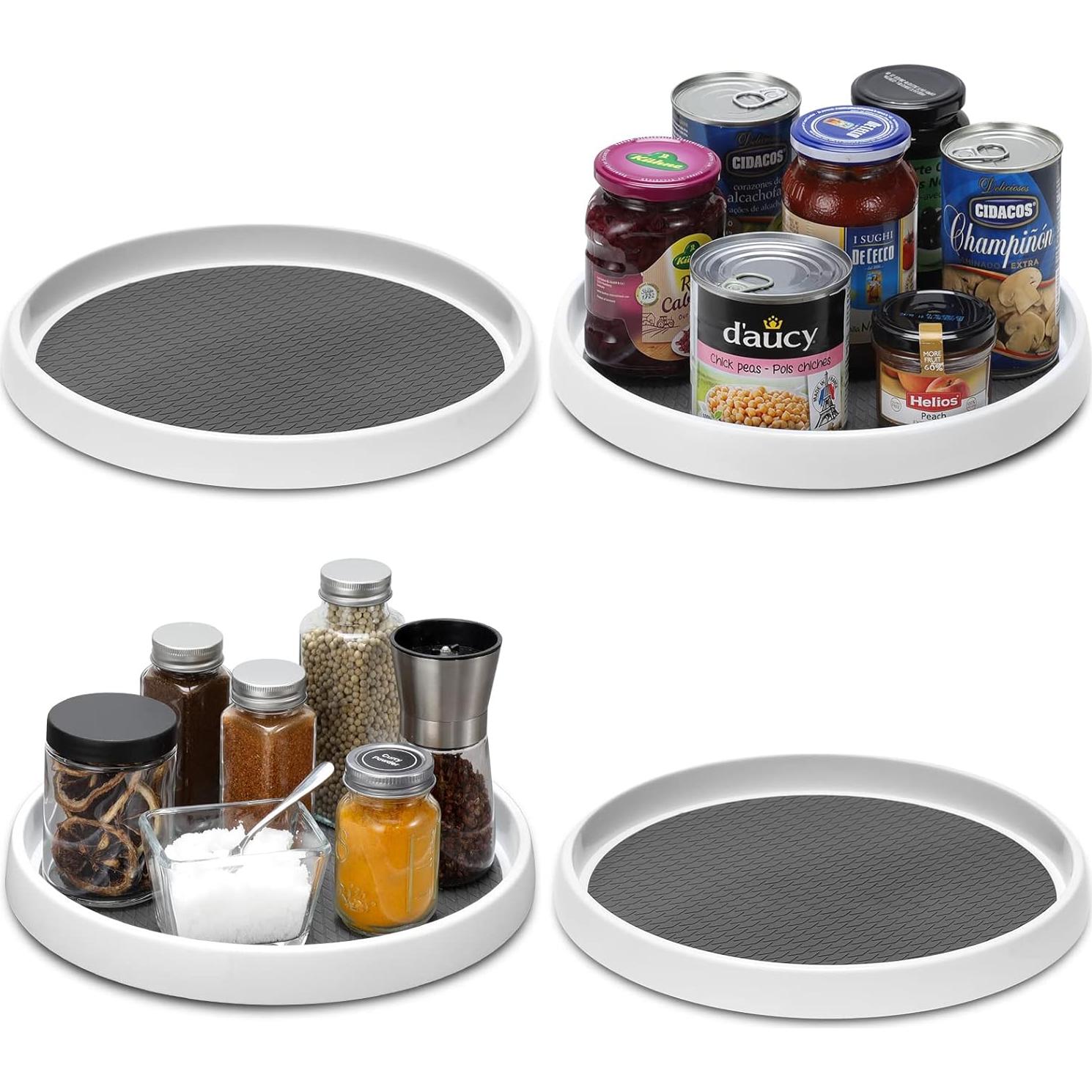 Juego de 4 organizadores Lazy Susan 25,4 cm antideslizantes