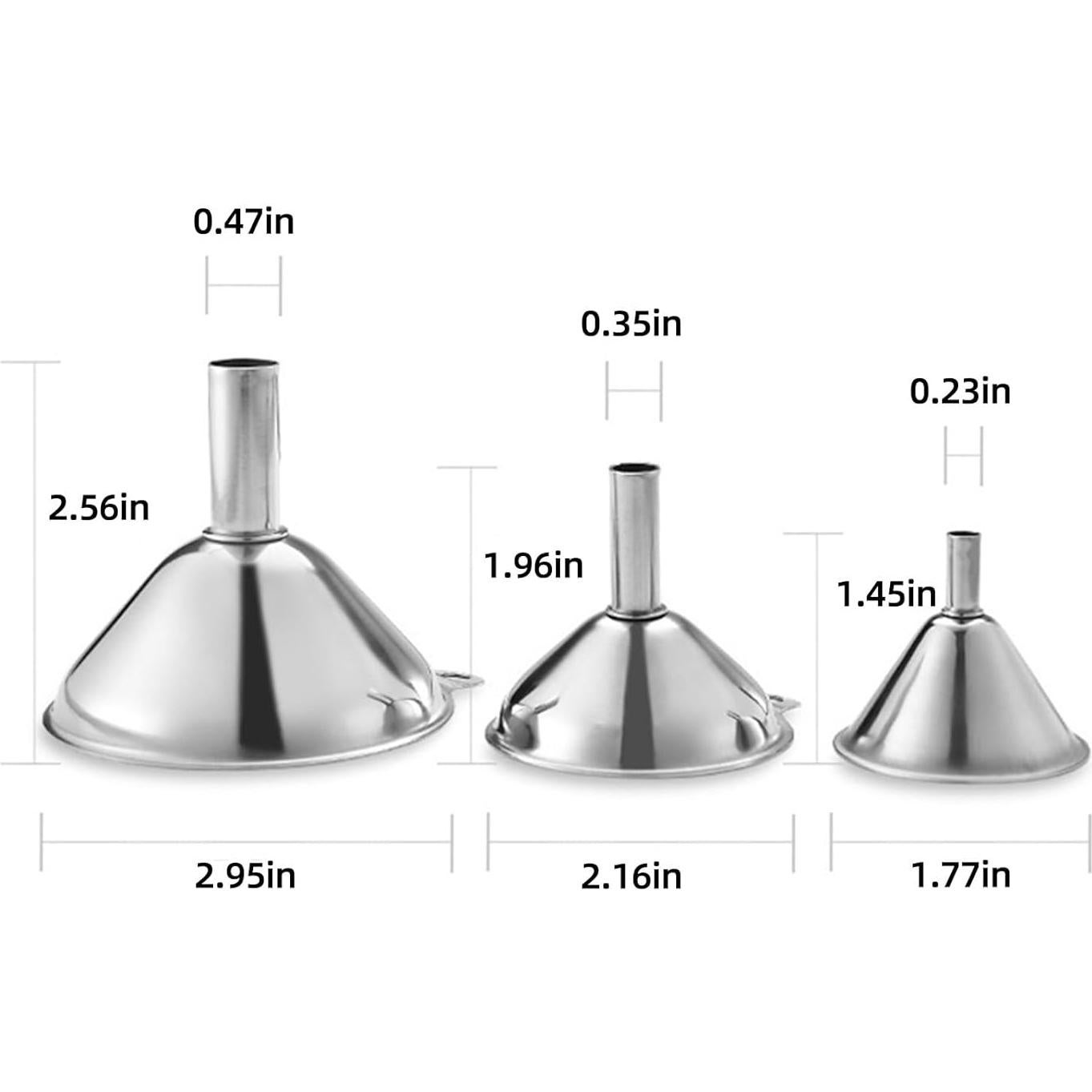 Set de 3 Embudos de Acero Inoxidable Leooccye para Cocina