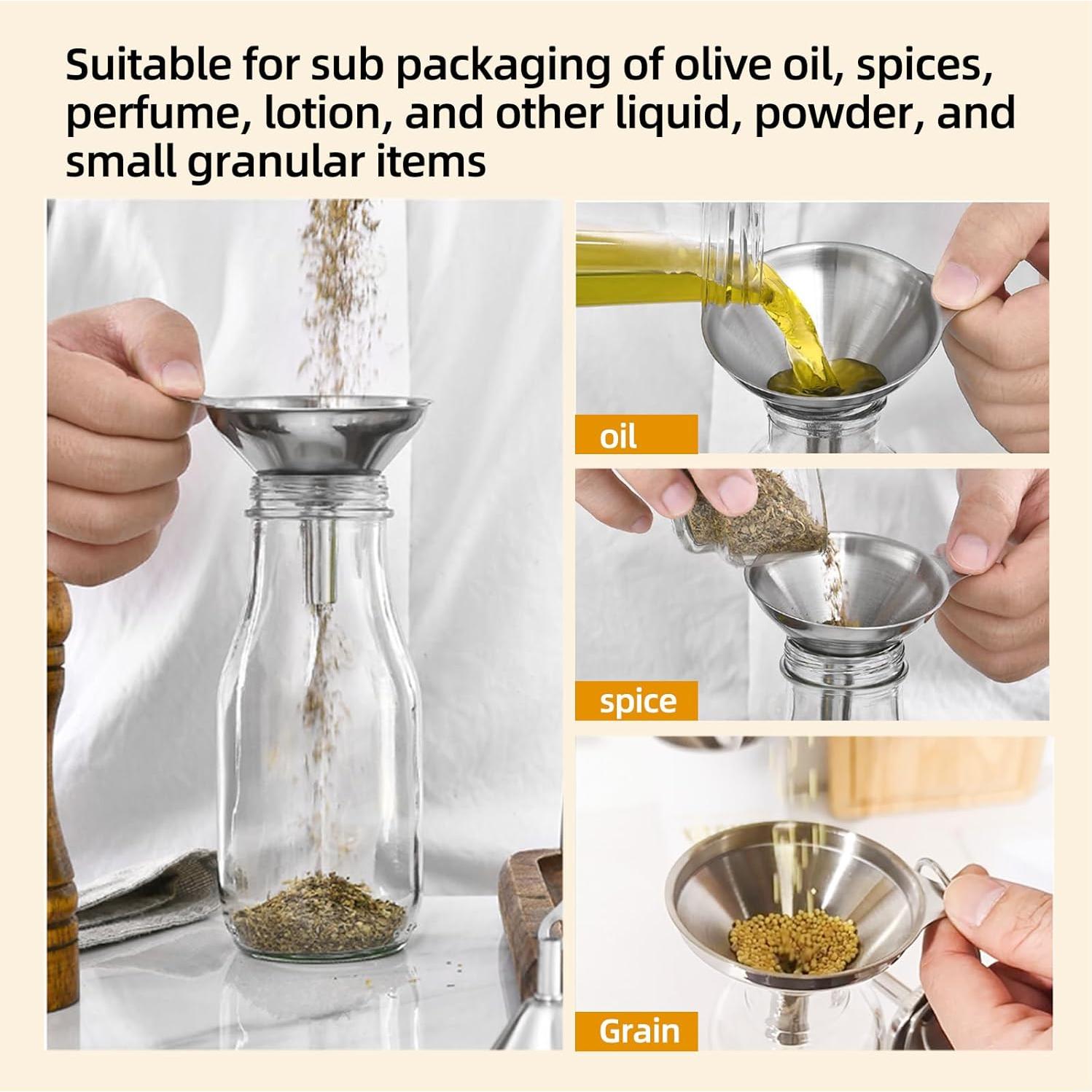 Set de 3 Embudos de Acero Inoxidable Leooccye para Cocina