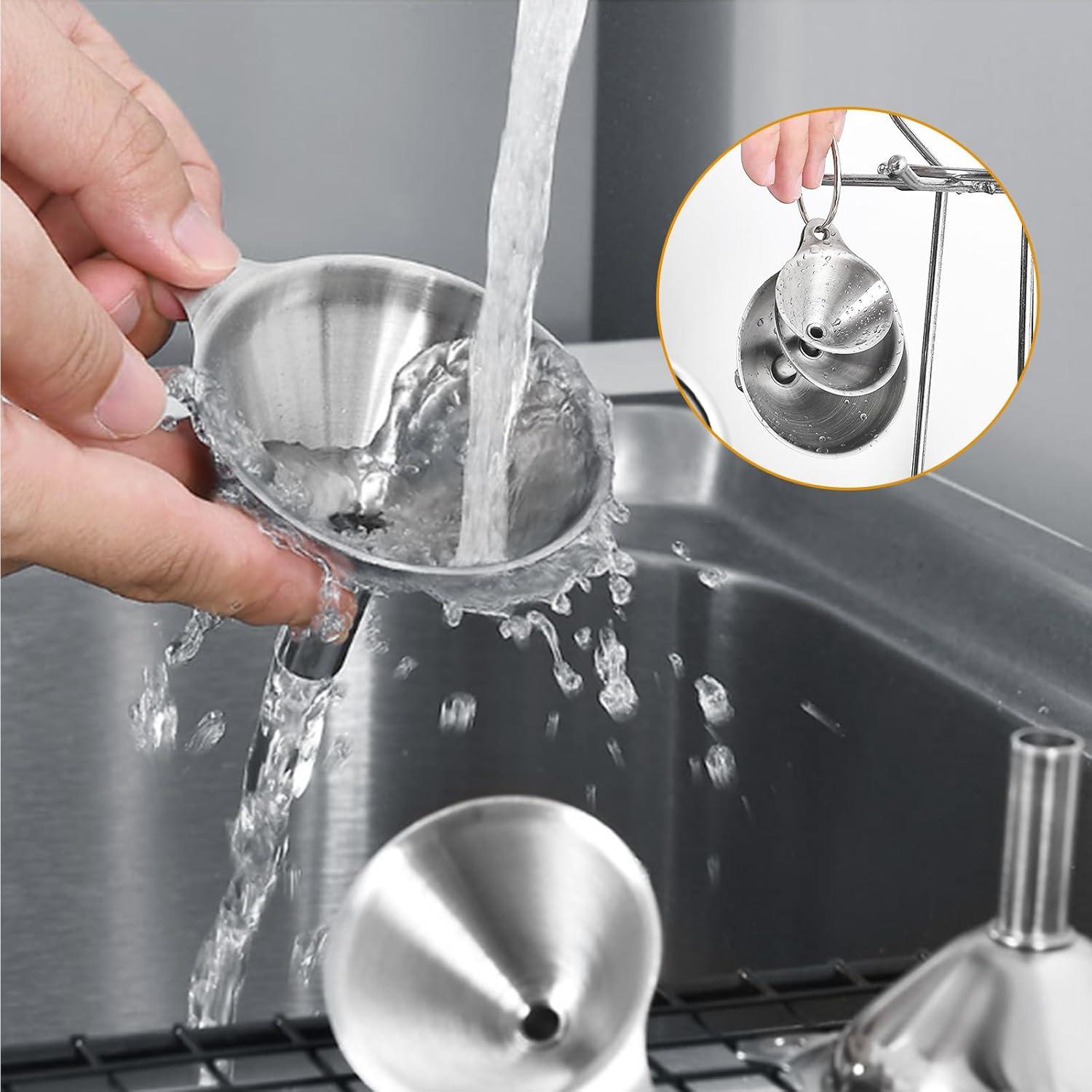 Set de 3 Embudos de Acero Inoxidable Leooccye para Cocina