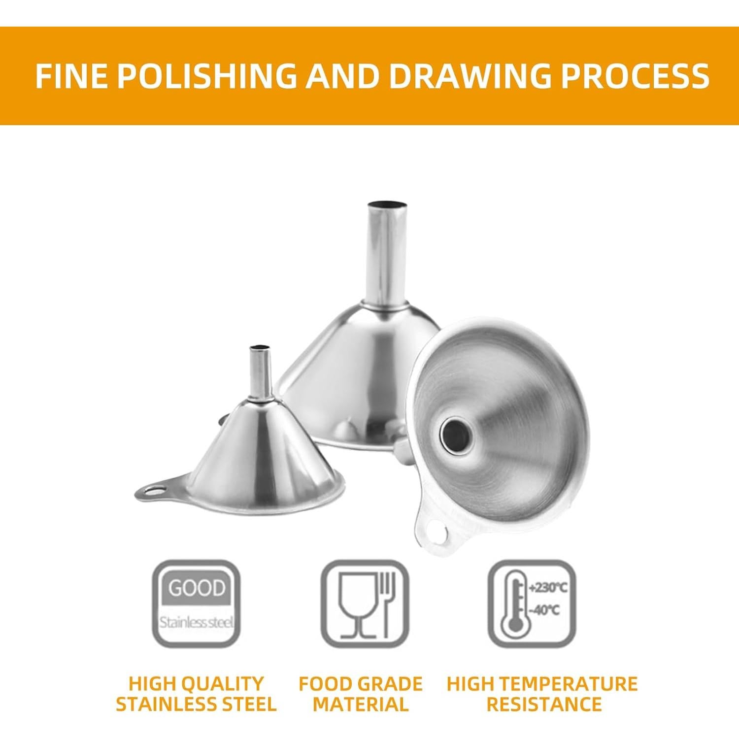 Set de 3 Embudos de Acero Inoxidable Leooccye para Cocina