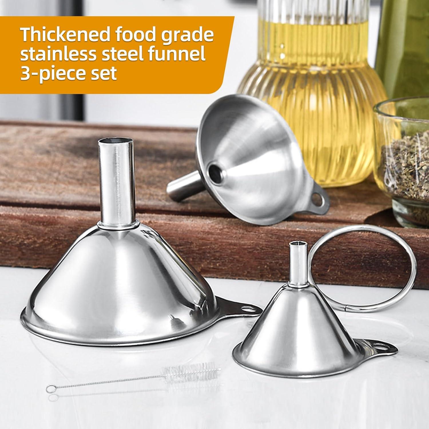 Set de 3 Embudos de Acero Inoxidable Leooccye para Cocina