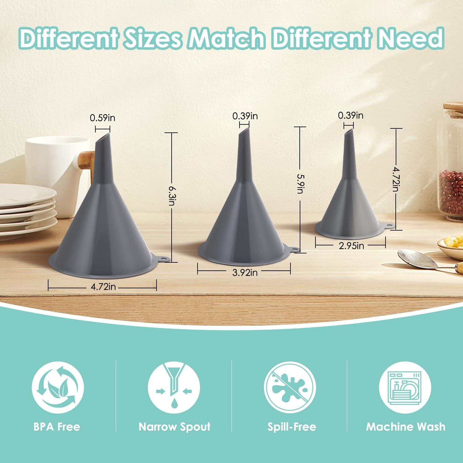 Juego de 3 embudos de cocina Babelshar de plástico grado alimenticio